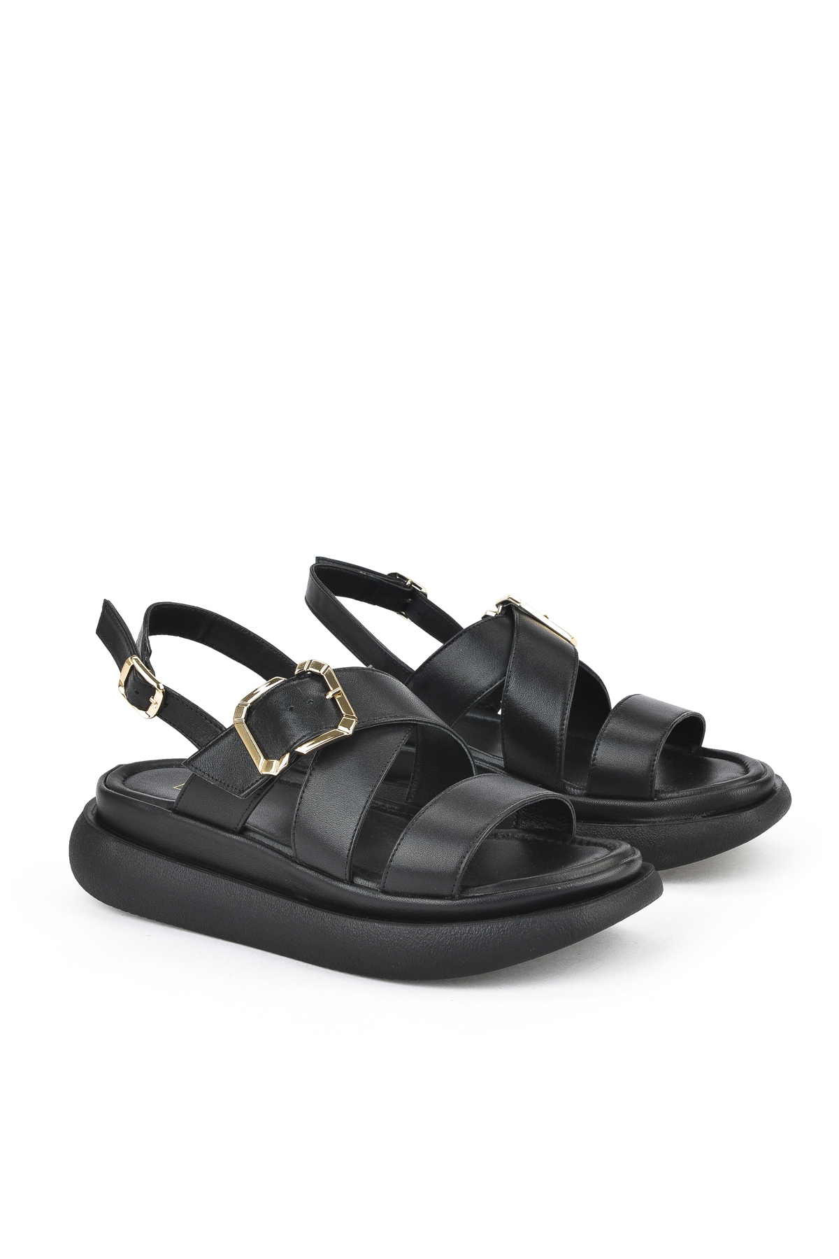 Kadın Hakiki Deri Topuklu Sandalet 151992Z302 Siyah - Görsel 3
