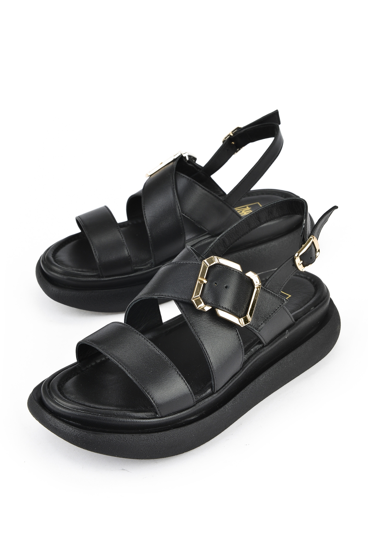 Kadın Hakiki Deri Topuklu Sandalet 151992Z302 Siyah - Görsel 6