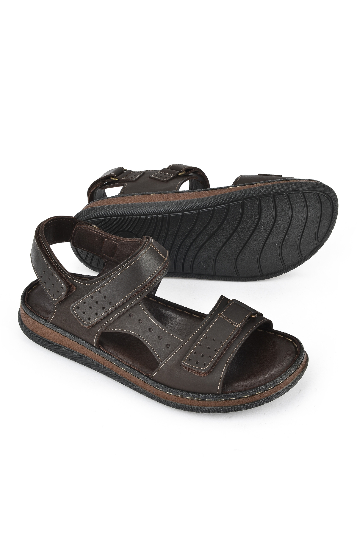Erkek Hakiki Deri Sandalet 1511045ZS6 Kahve - Görsel 5