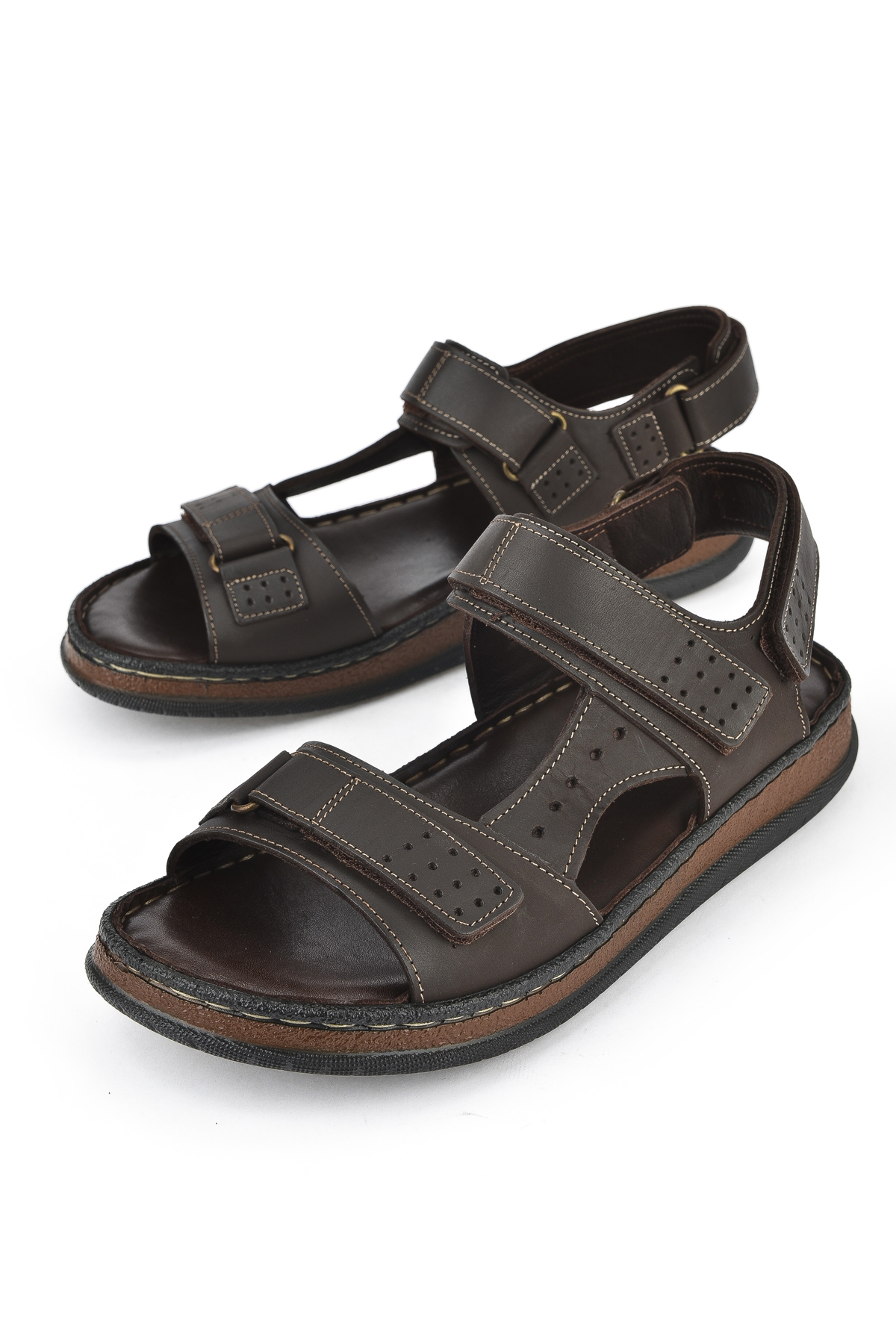 Erkek Hakiki Deri Sandalet 1511045ZS6 Kahve - Görsel 6