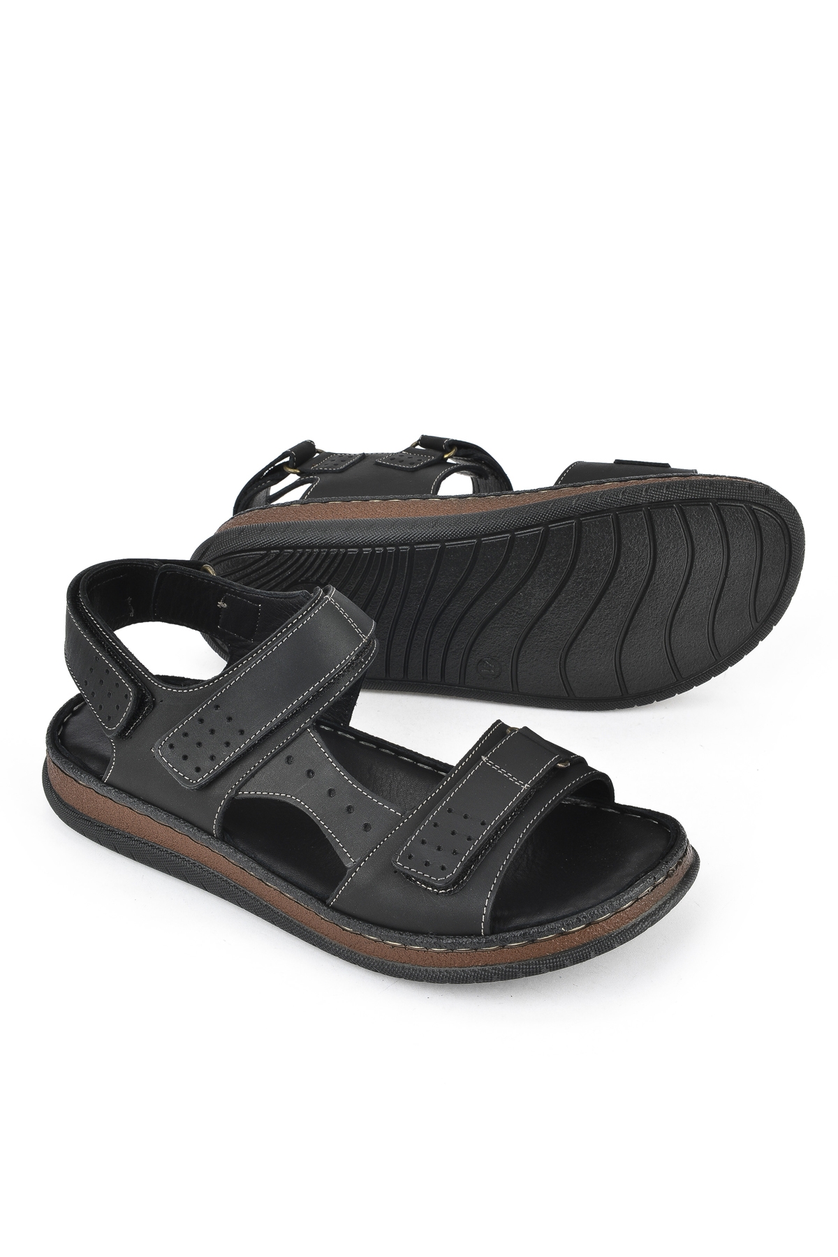Erkek Hakiki Deri Sandalet 1511045ZS6 Siyah - Görsel 5