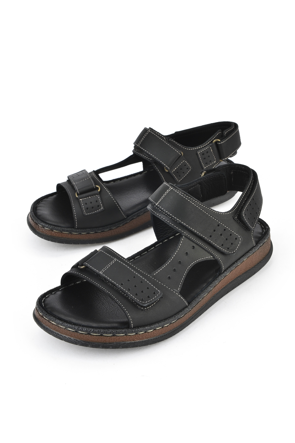 Erkek Hakiki Deri Sandalet 1511045ZS6 Siyah - Görsel 6
