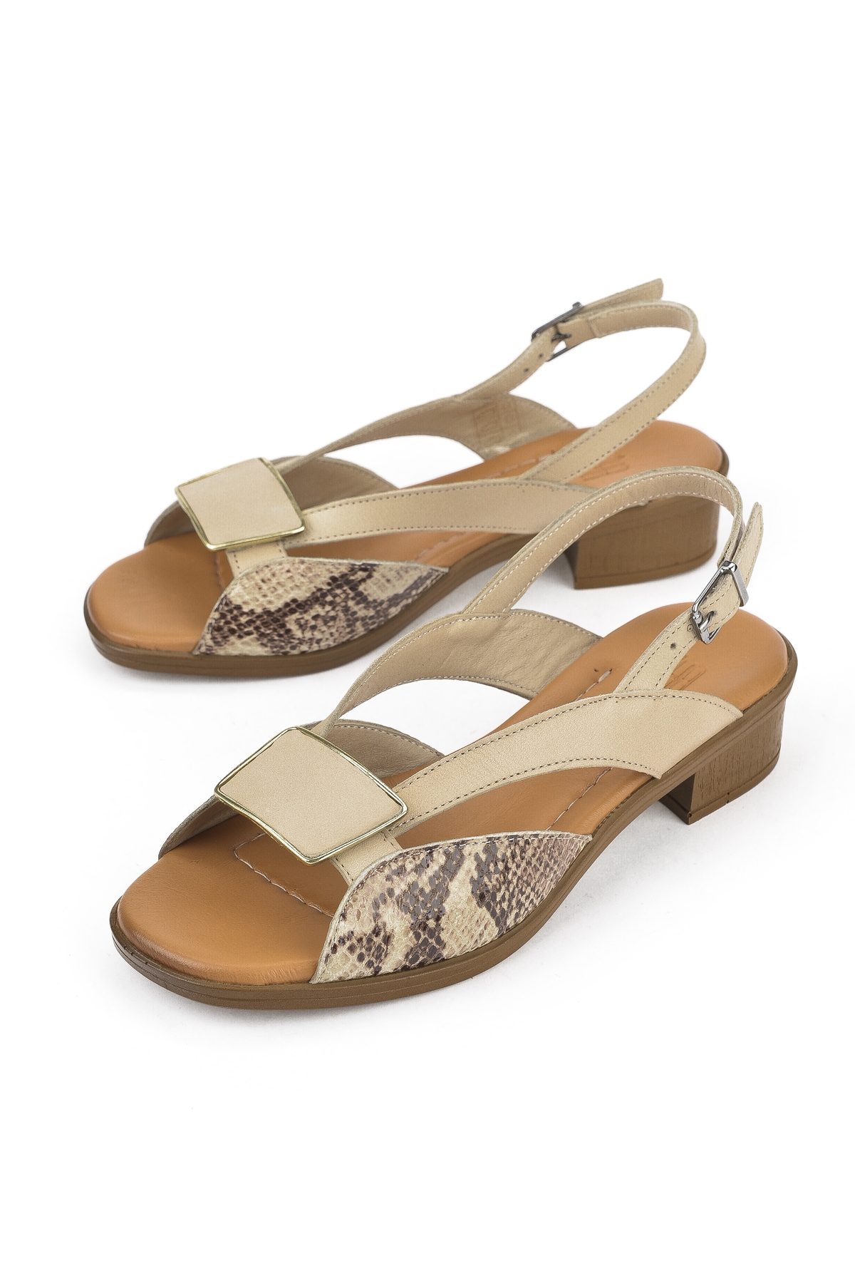 Kadın Hakiki Deri Topuklu Sandalet 1511032Z6020 Bej - Görsel 6