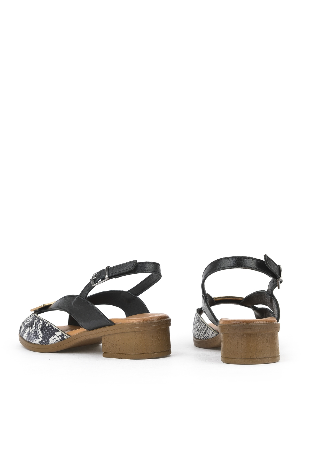 Kadın Hakiki Deri Topuklu Sandalet 1511032Z6020 Siyah - Görsel 4