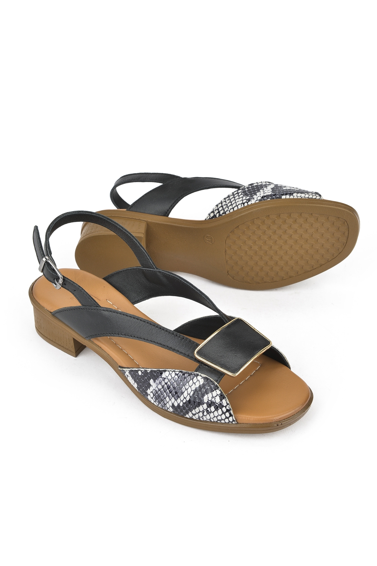 Kadın Hakiki Deri Topuklu Sandalet 1511032Z6020 Siyah - Görsel 5