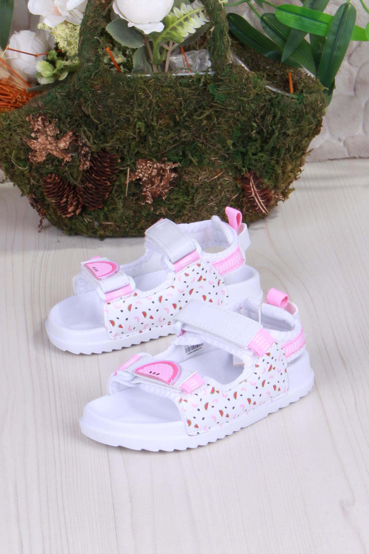 332.B25Y.251 Beyaz İnkago Anatomik Kız Çocuk Sandalet - Görsel 4
