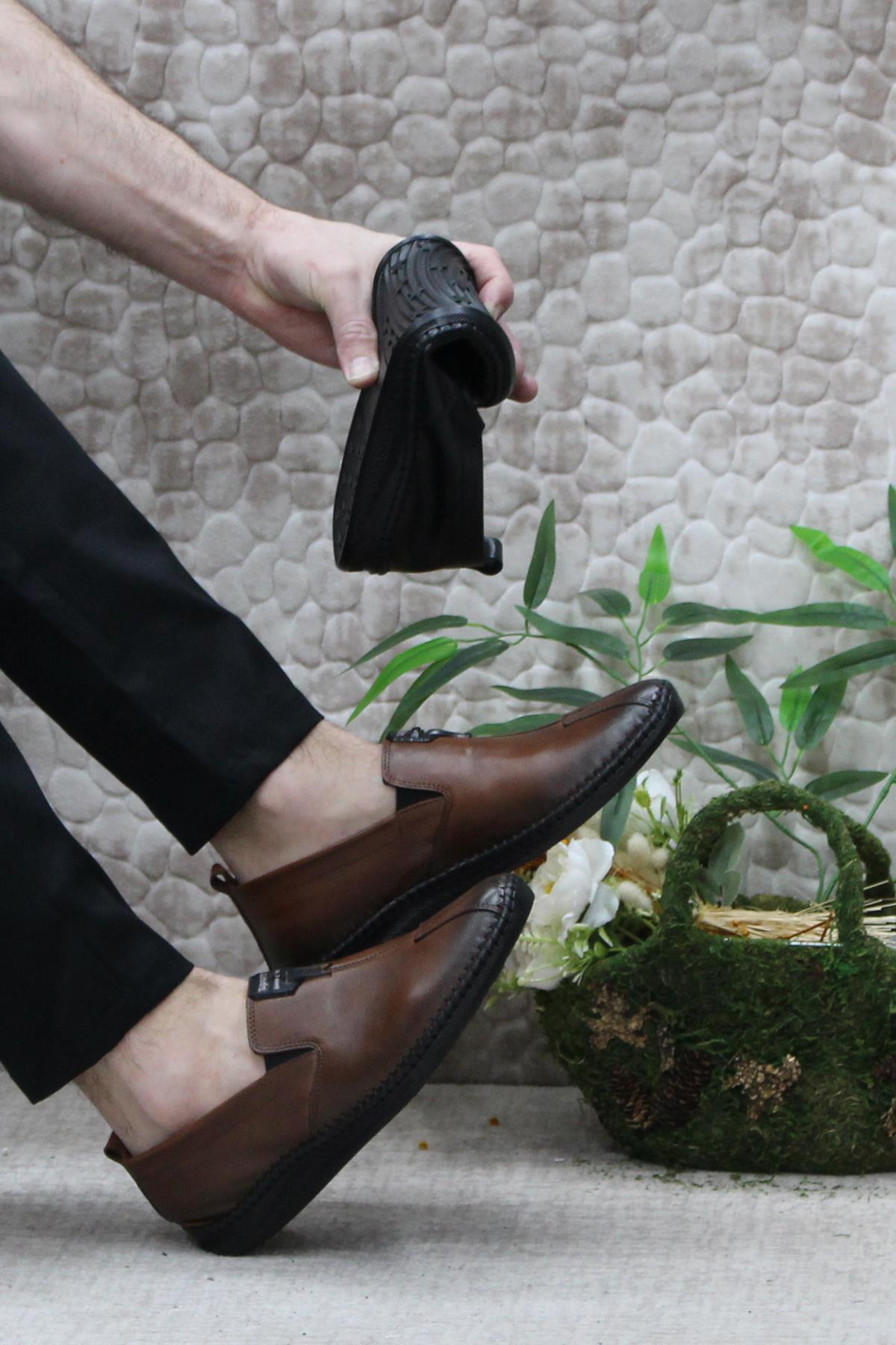 42060 Bordolli Çok Yumuşak İç Ve Dış Hakiki Deri Erkek Ayakkabı - Görsel 6