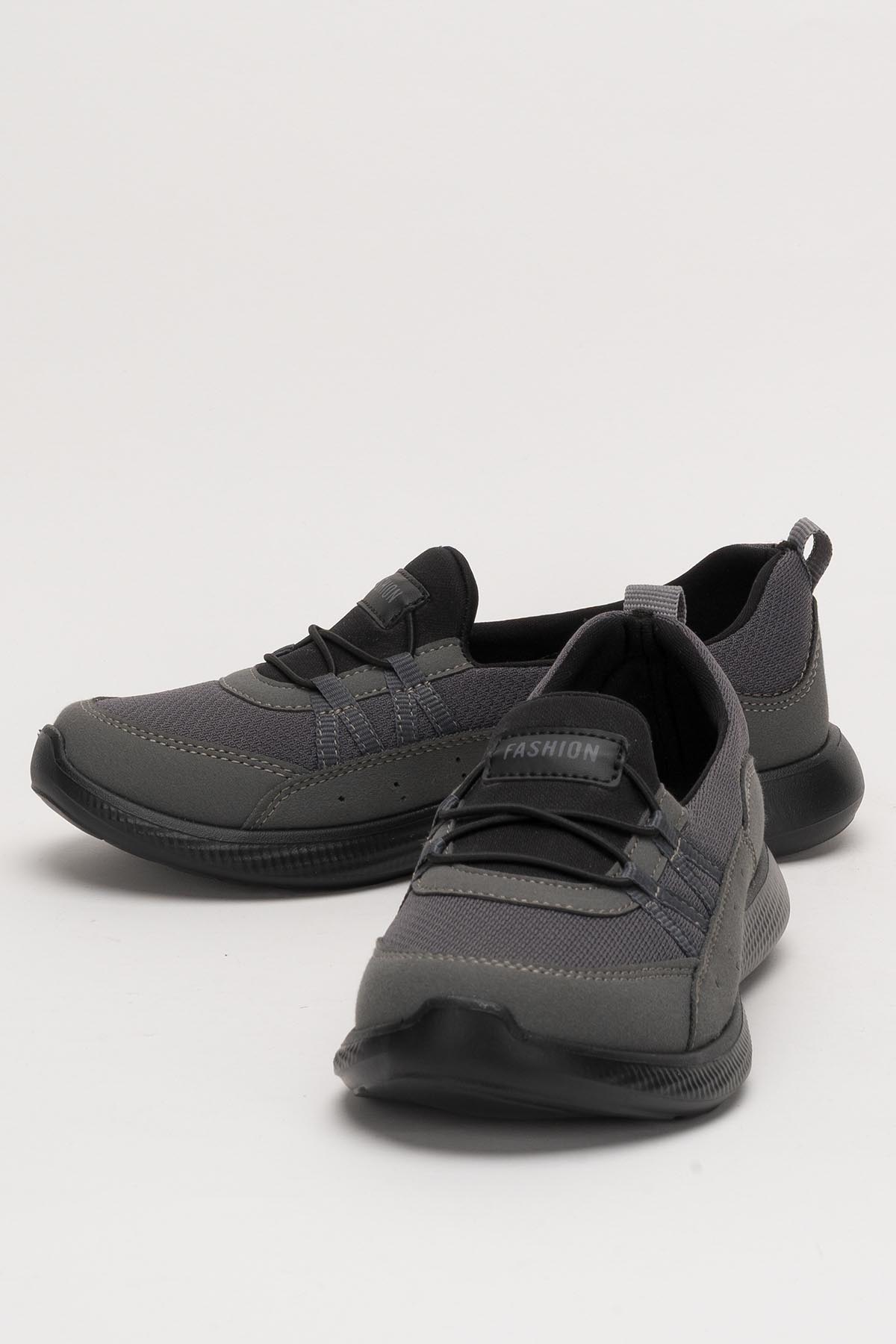 Kadın Spor Sneaker Babet Esnek, Yumuşak, Hafif, Günlük Ayakkabı Füme Siyah - Görsel 4