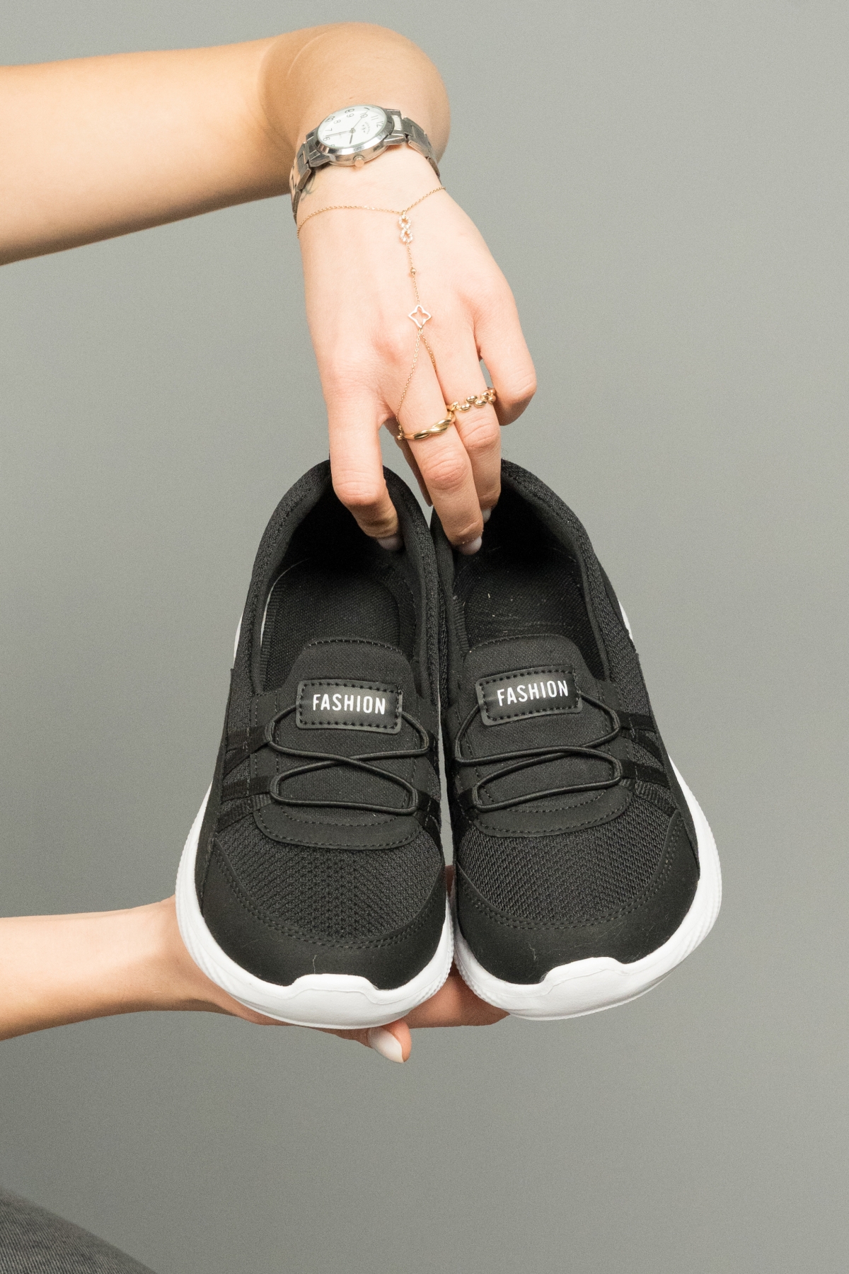 Kadın Spor Sneaker Babet Esnek, Yumuşak, Hafif, Günlük Ayakkabı Siyah Beyaz - Görsel 3