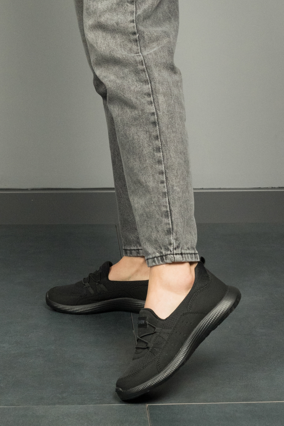 Kadın Spor Sneaker Babet Esnek, Yumuşak, Hafif, Günlük Ayakkabı Siyah - Görsel 4