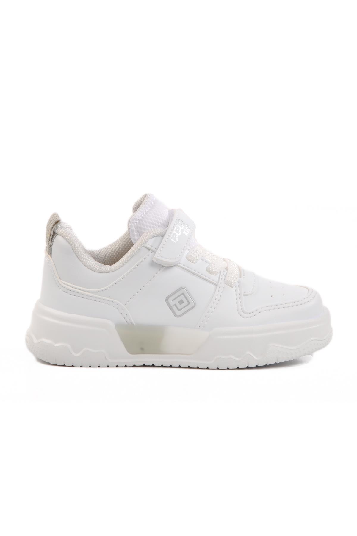 Beyaz Gümüş Cırtlı Unisex Çocuk Spor Ayakkabı 1603 B - Görsel 2