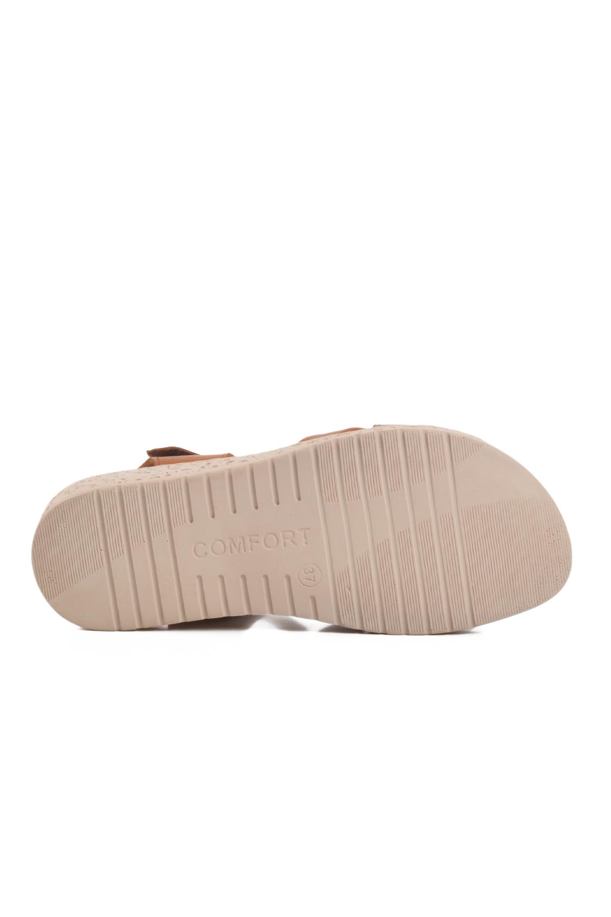 9216 Z Taba Hakiki Deri Kadın Sandalet - Görsel 6