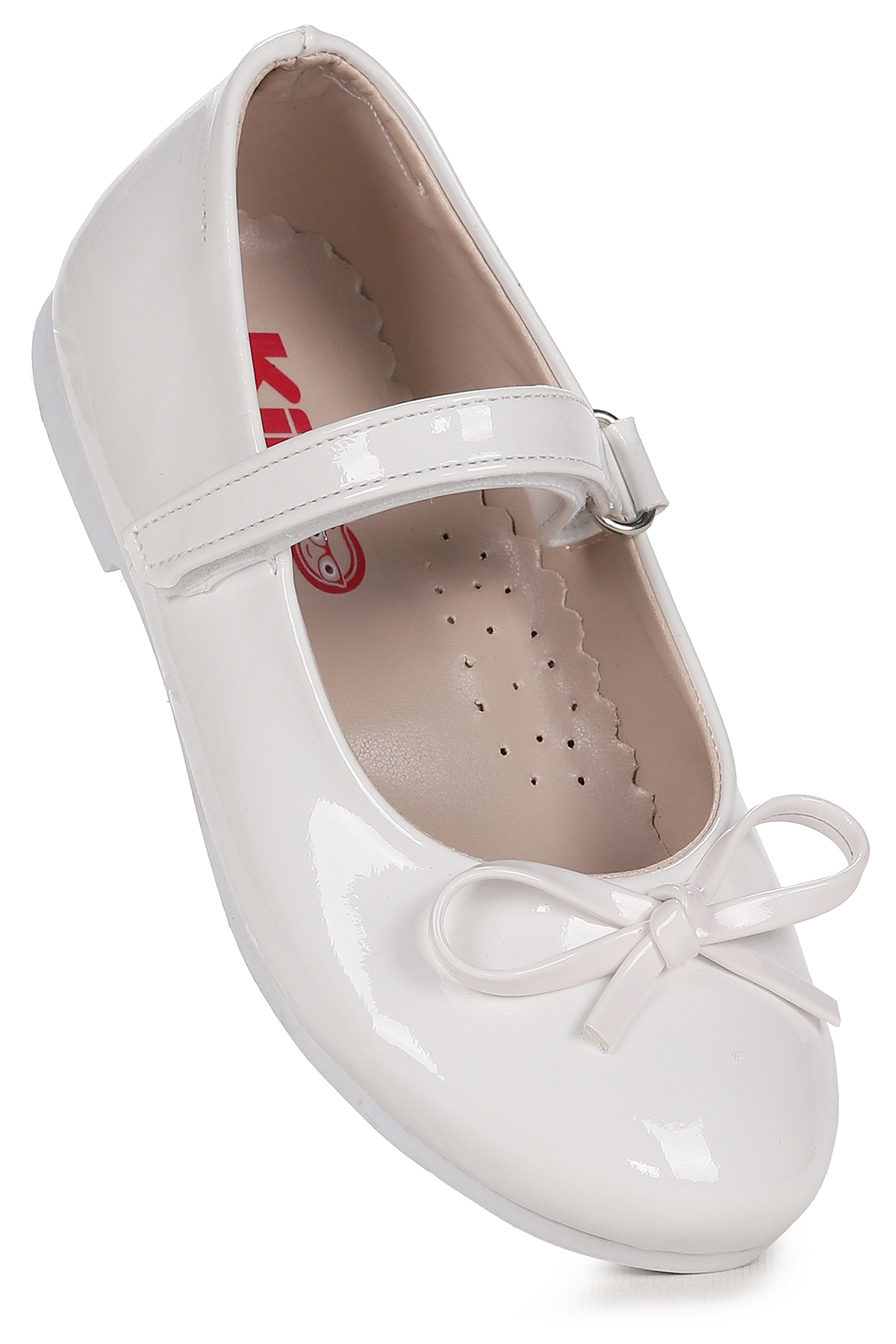 Barbe Fiyonklu Cırtlı Kız Çocuk Babet Ayakkabı Beyaz - Görsel 4