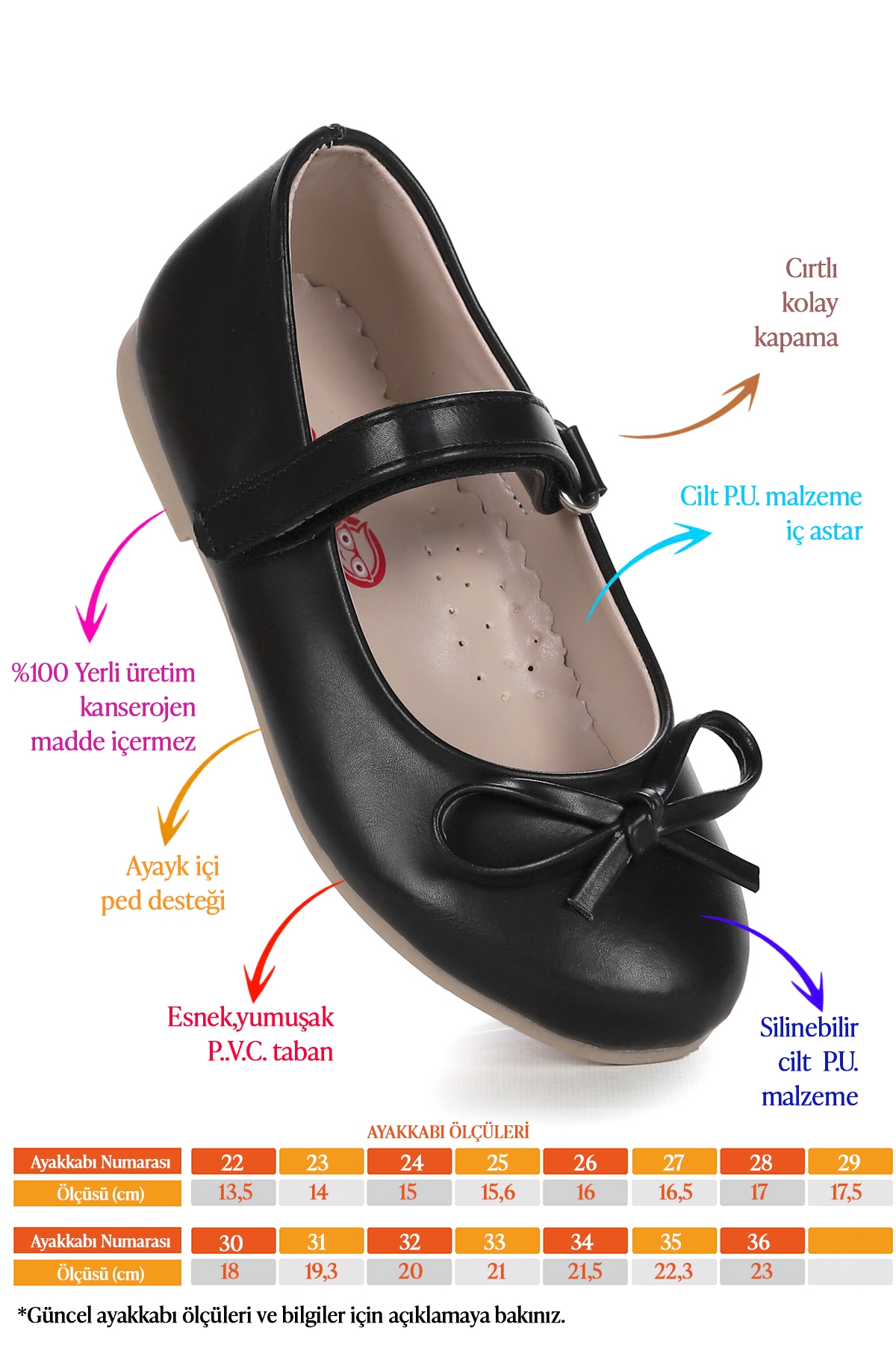 Barbe Fiyonklu Cırtlı Kız Çocuk Babet Ayakkabı Siyah - Görsel 3