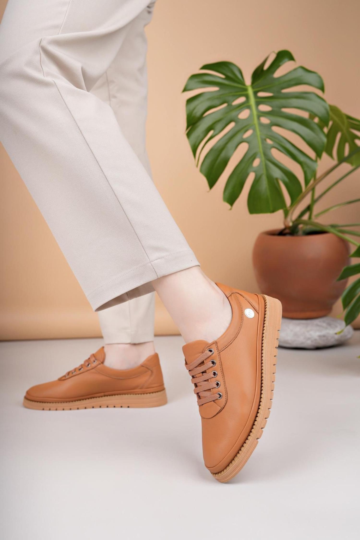 Mammamia Mammamia Taba D25Ya-705 Kadın Deri Casual Ayakkabı | Flo Taba - 3. görsel