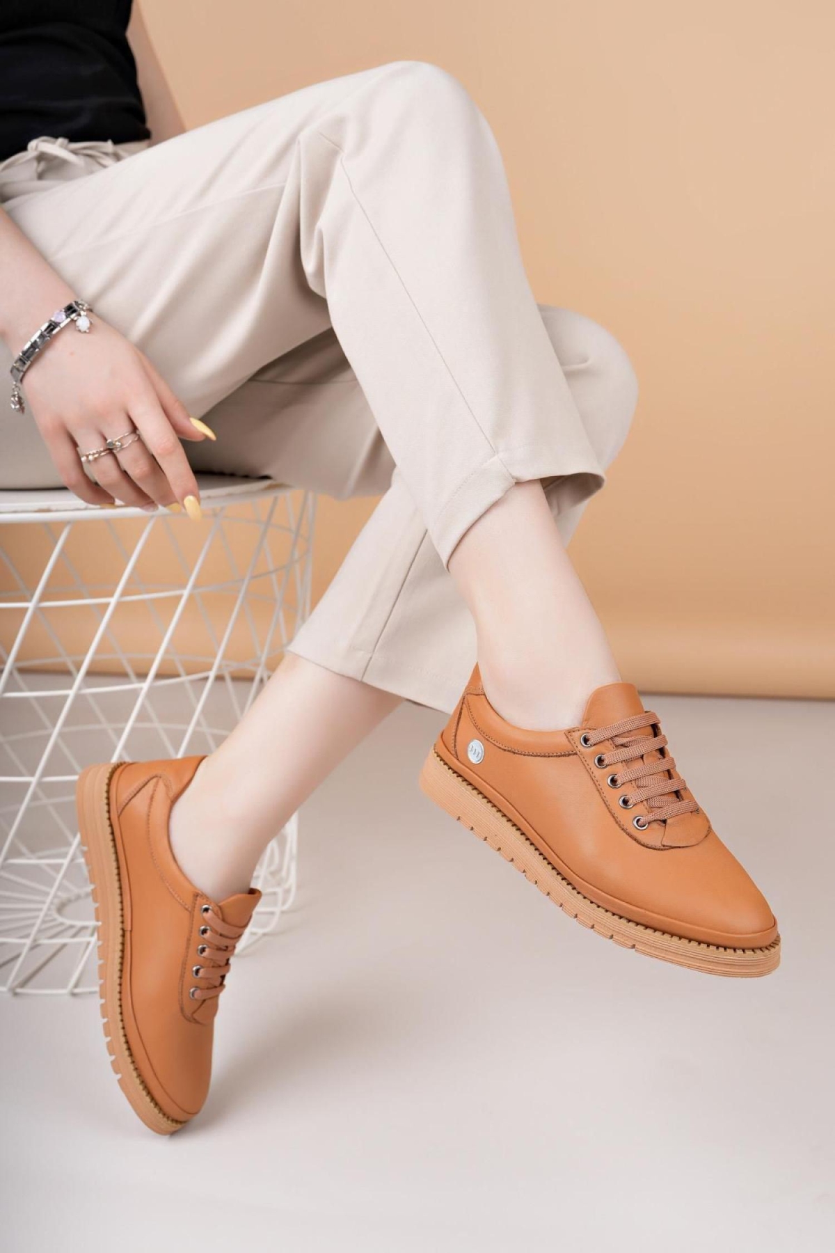 Mammamia Mammamia Taba D25Ya-705 Kadın Deri Casual Ayakkabı | Flo Taba - 4. görsel