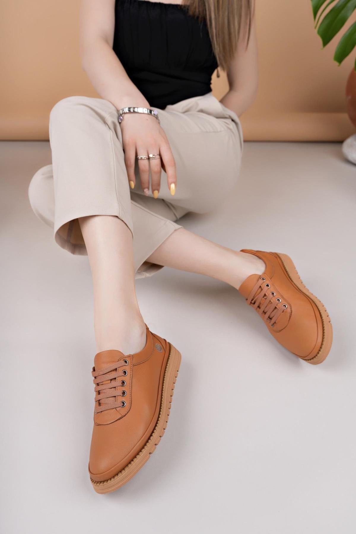 Mammamia Mammamia Taba D25Ya-705 Kadın Deri Casual Ayakkabı | Flo Taba - 5. görsel