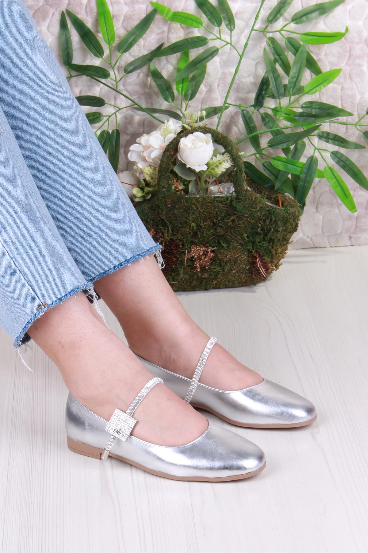 01-625 Soft Taş Toka Detaylı Rahat Kadın Babet - Görsel 2