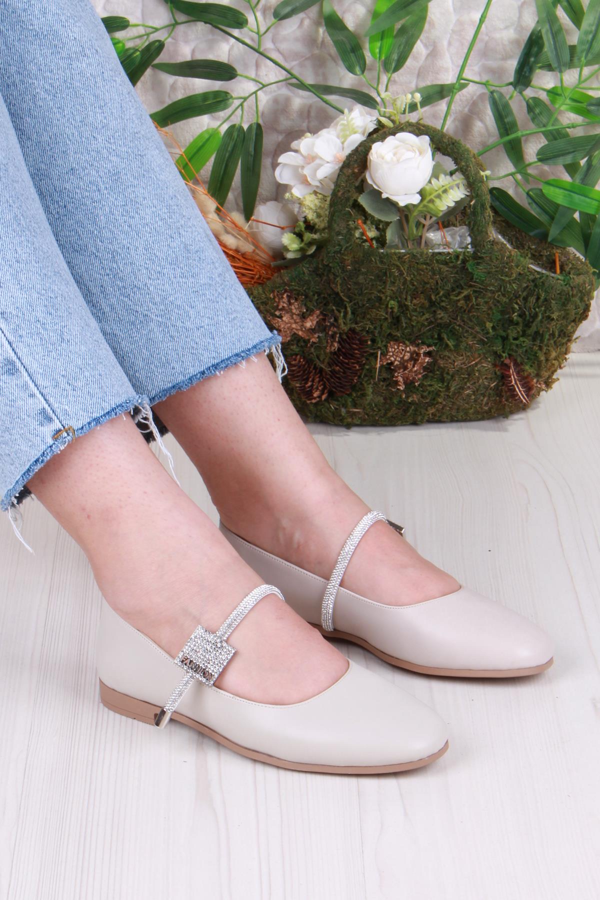 01-625 Soft Taş Toka Detaylı Rahat Kadın Babet - Görsel 2