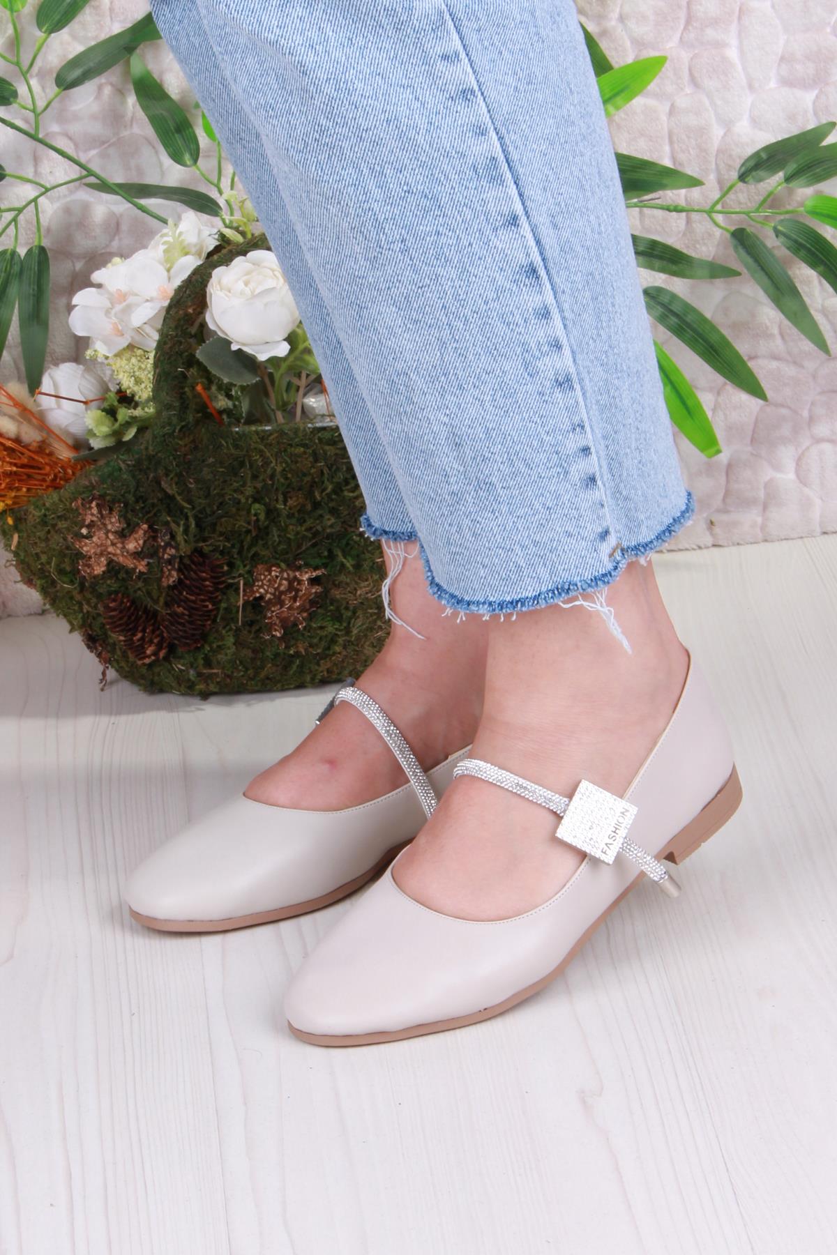 01-625 Soft Taş Toka Detaylı Rahat Kadın Babet - Görsel 3