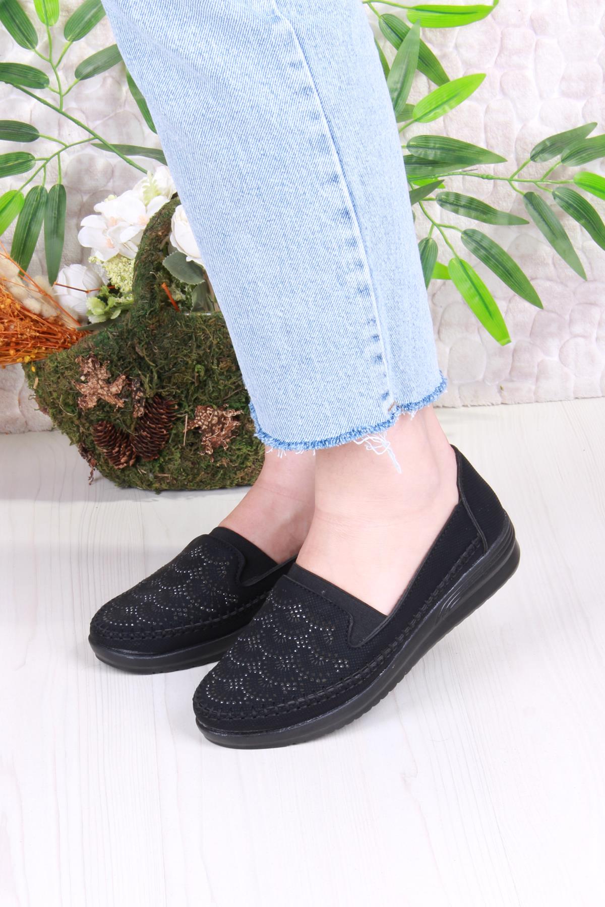 2036 Lara Com Hafif Rahat Baskı Ve Taş Detaylı Kadın Ayakkabı - Görsel 3