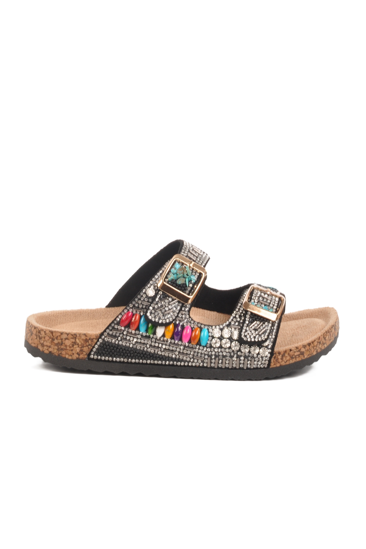 Siyah Taş İşlemeli Kız Çocuk Terlik 25Y106-6 F - Görsel 2