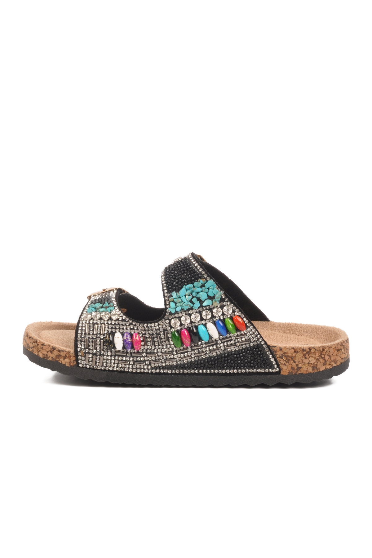 Siyah Taş İşlemeli Kız Çocuk Terlik 25Y106-6 F - Görsel 3