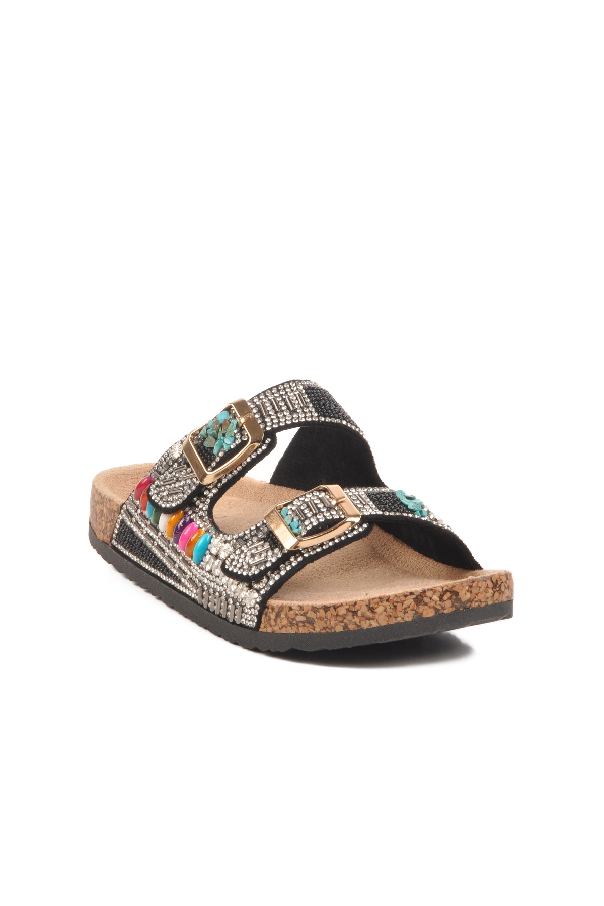 Siyah Taş İşlemeli Kız Çocuk Terlik 25Y106-6 F - Görsel 4