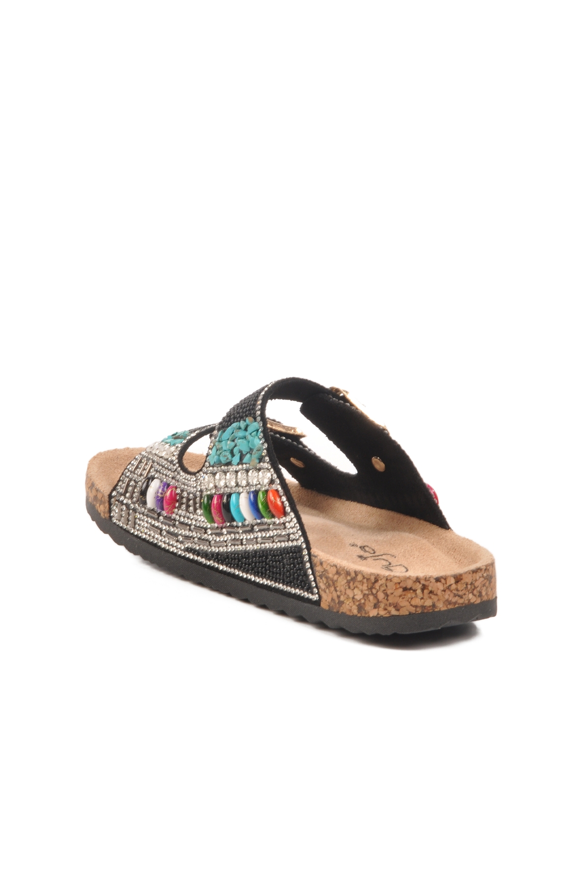 Siyah Taş İşlemeli Kız Çocuk Terlik 25Y106-6 F - Görsel 5