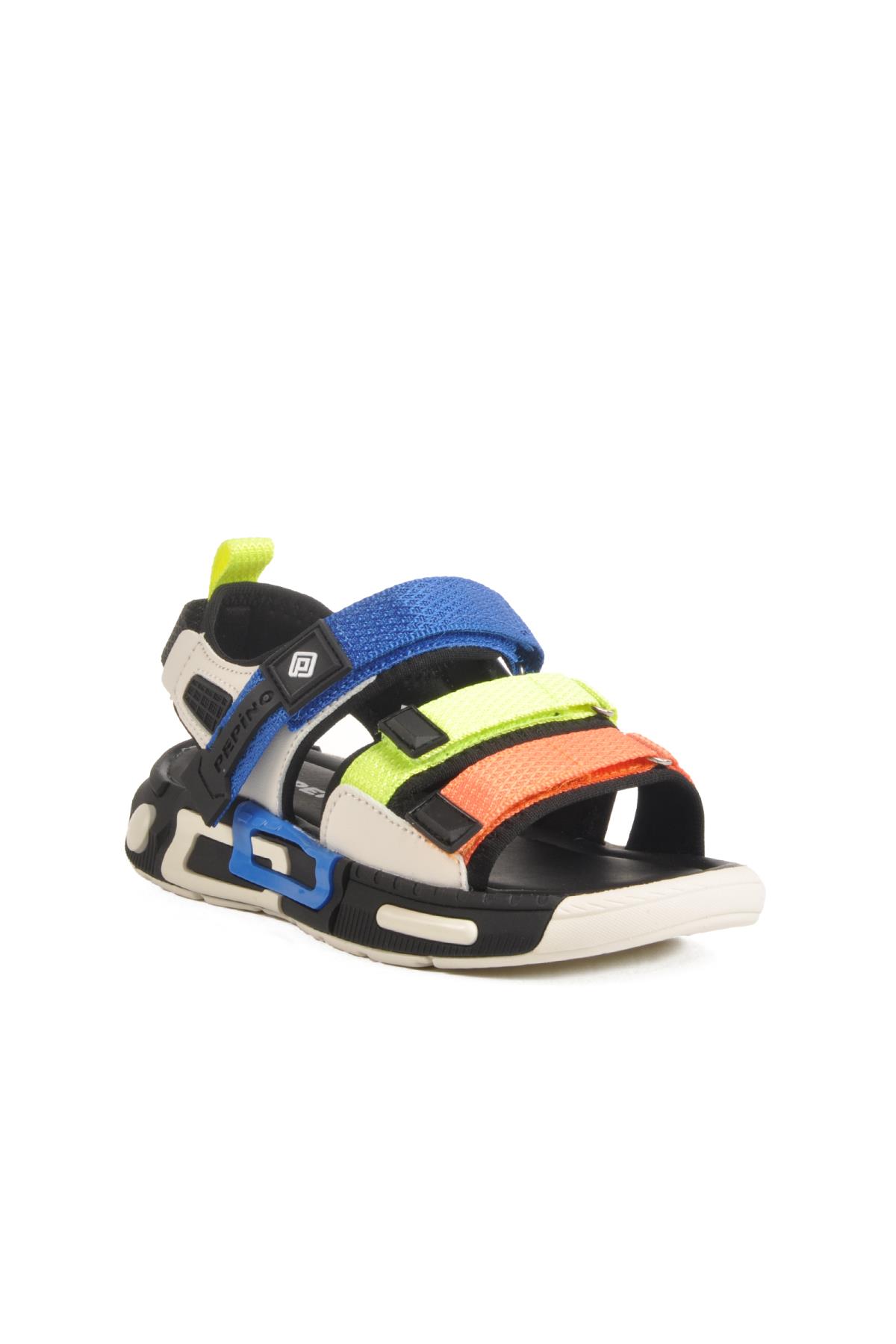 Siyah-Saks-Fosfor Sarı Çocuk Sandalet Pepino 1947 F - Görsel 2