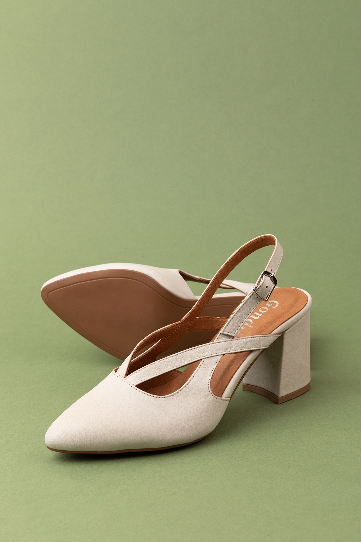 Gondol Kadın Hakiki Deri Şık Kalın Topkulu Ayakkabı anl.3361 - Görsel 4