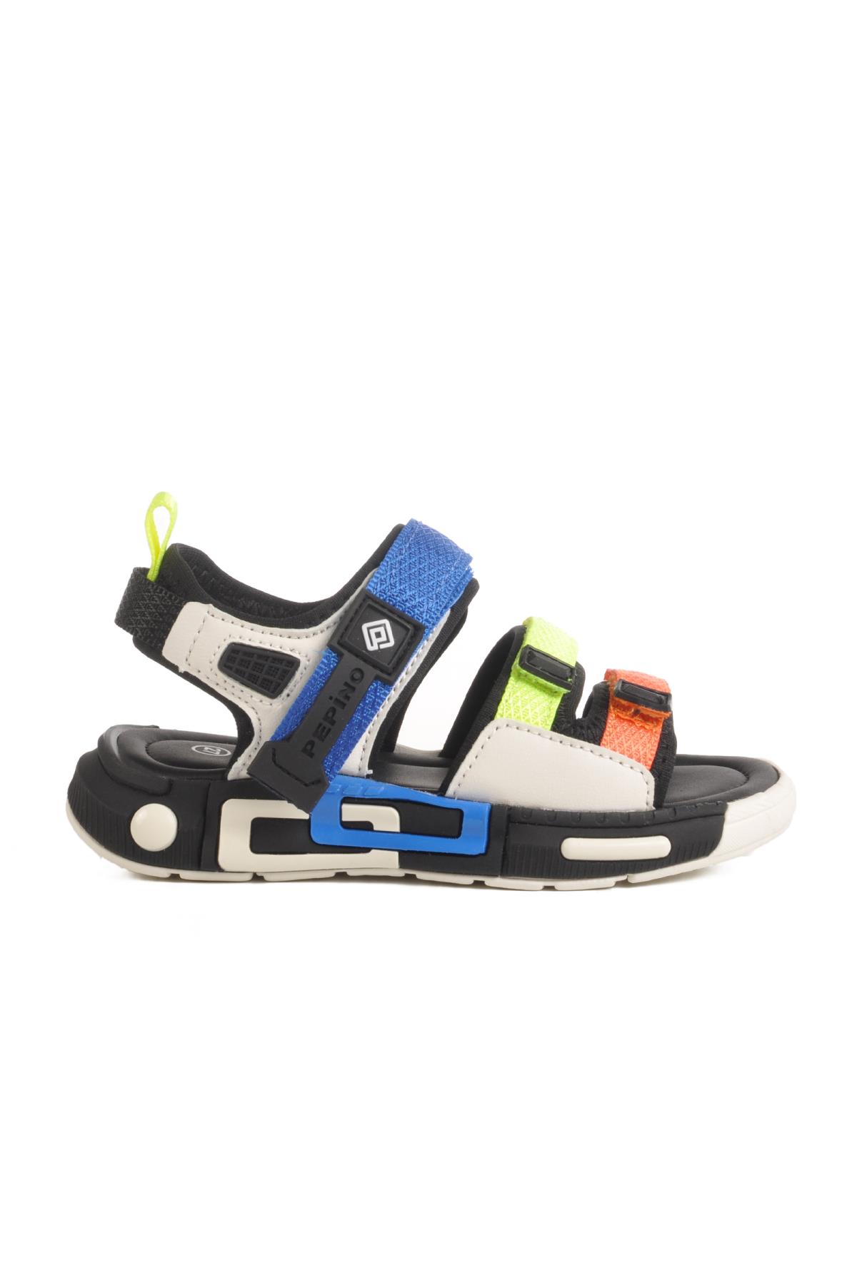 Siyah-Saks-Fosfor Sarı Çocuk Sandalet Pepino 1947 P - Görsel 4