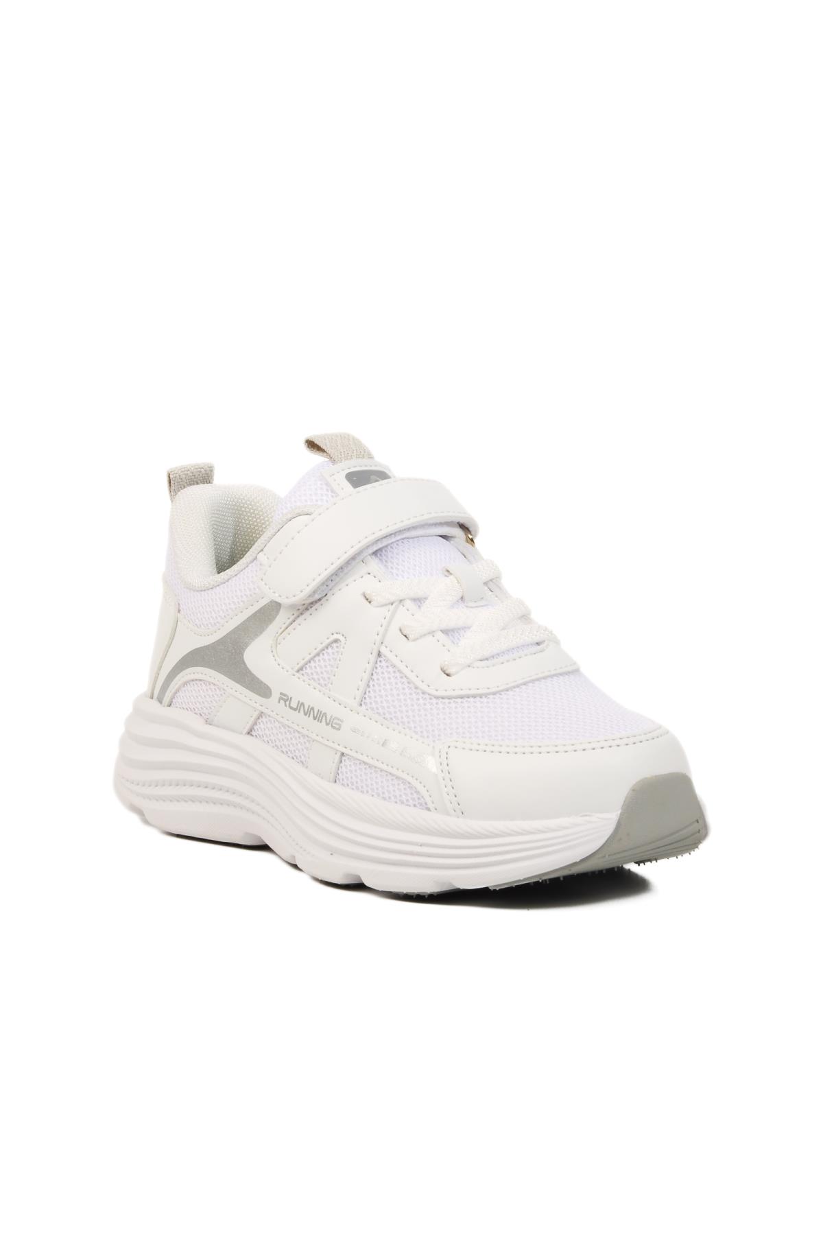 Beyaz Gri Cırtlı Çocuk Spor Ayakkabı 1880 F - Görsel 2