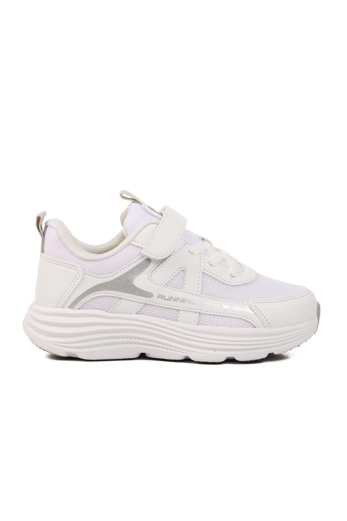 Beyaz Gri Cırtlı Çocuk Spor Ayakkabı 1880 F - Görsel 4