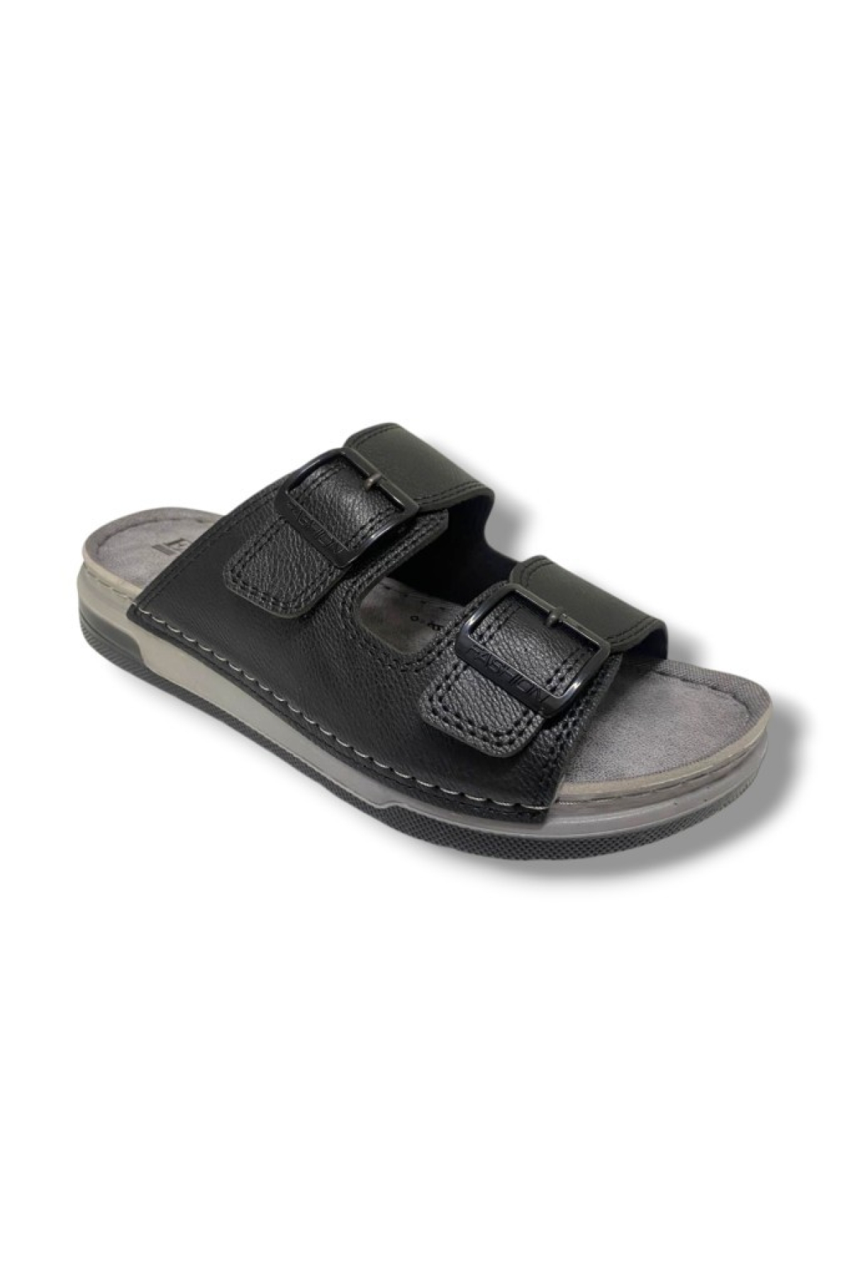 M253-0202-25 Deri Anatomik Soft Çift Bant Erkek Terlik - Görsel 2