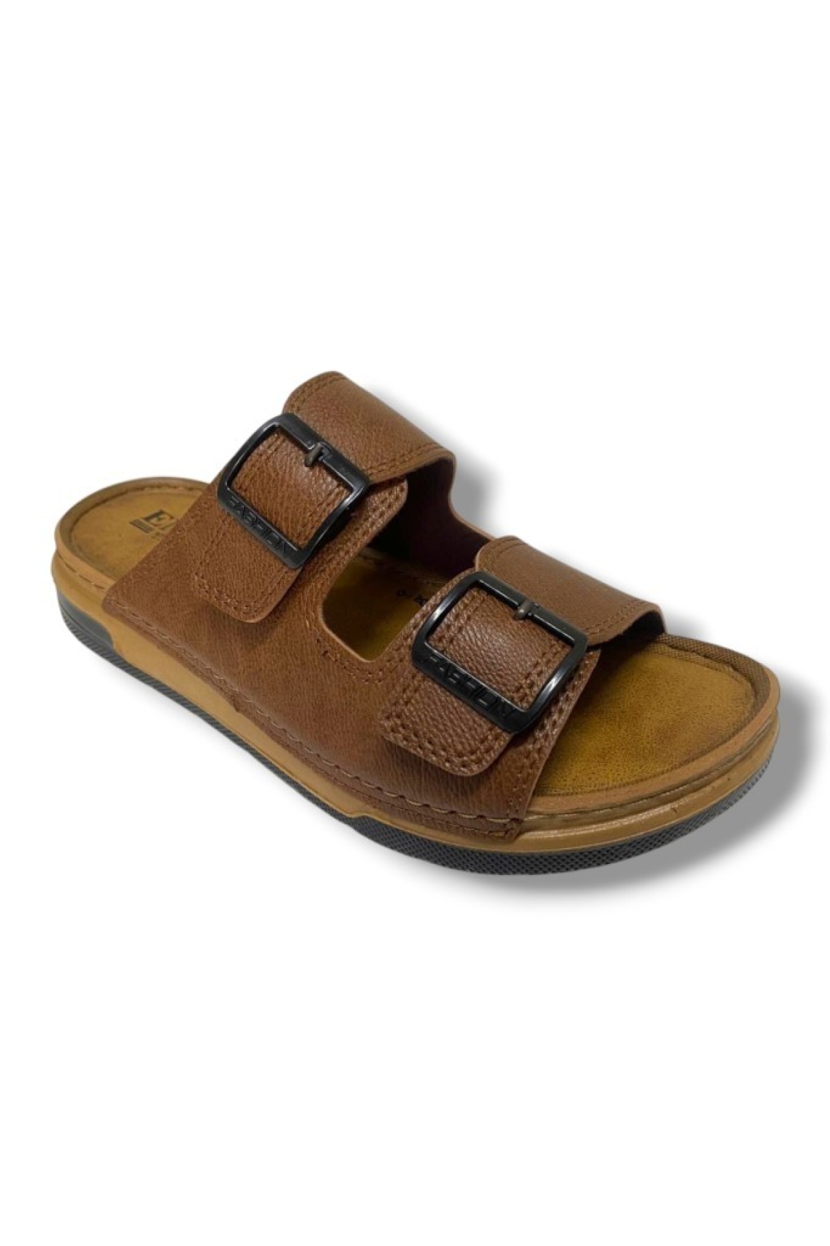 M253-0202-25 Deri Anatomik Soft Çift Bant Erkek Terlik - Görsel 2