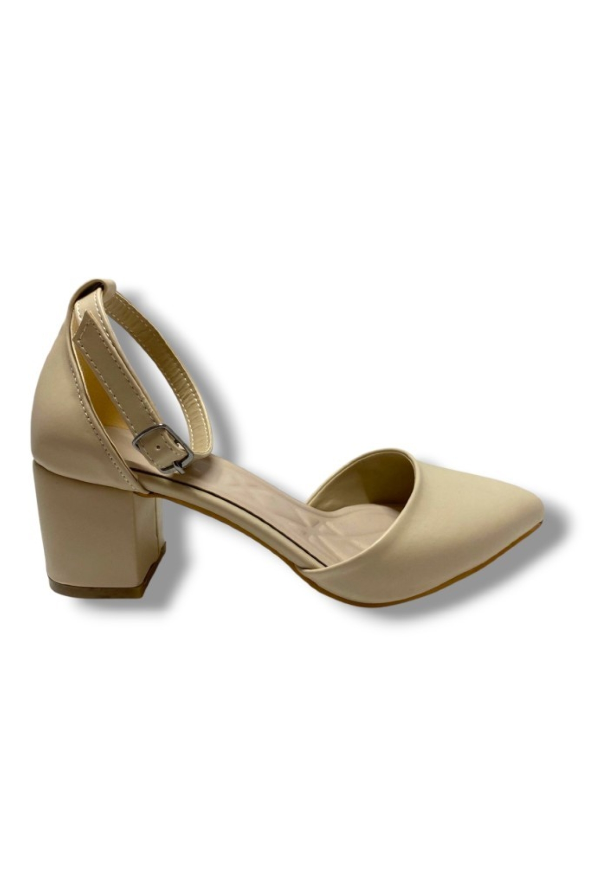 104-25 Deri Yanları Açık Kalın Topuk Kadın Ayakkab - Görsel 3