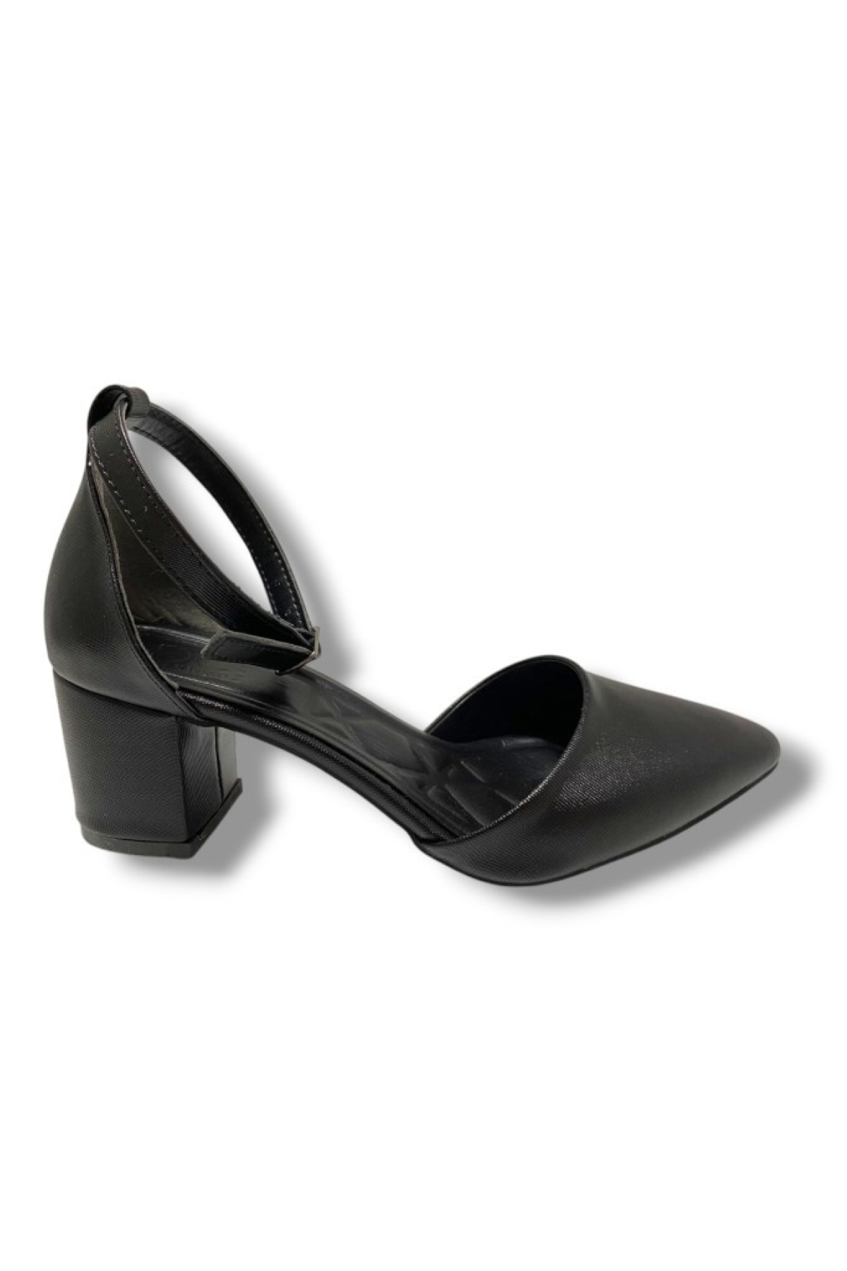 104-25 Şanel Yanları Açık Kalın Topuk Kadın Ayakkabı - Görsel 3