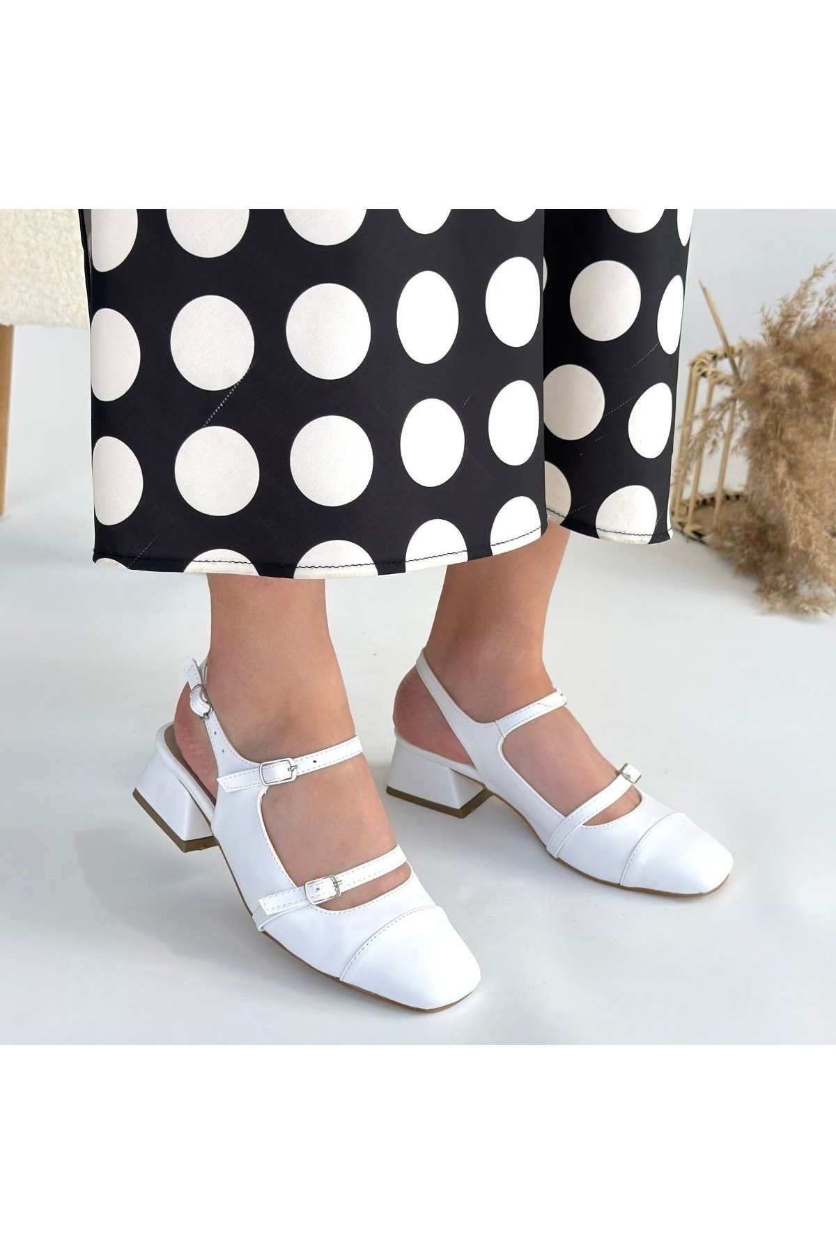 Beyaz Kadın Topuklu Ayakkabı - Görsel 5