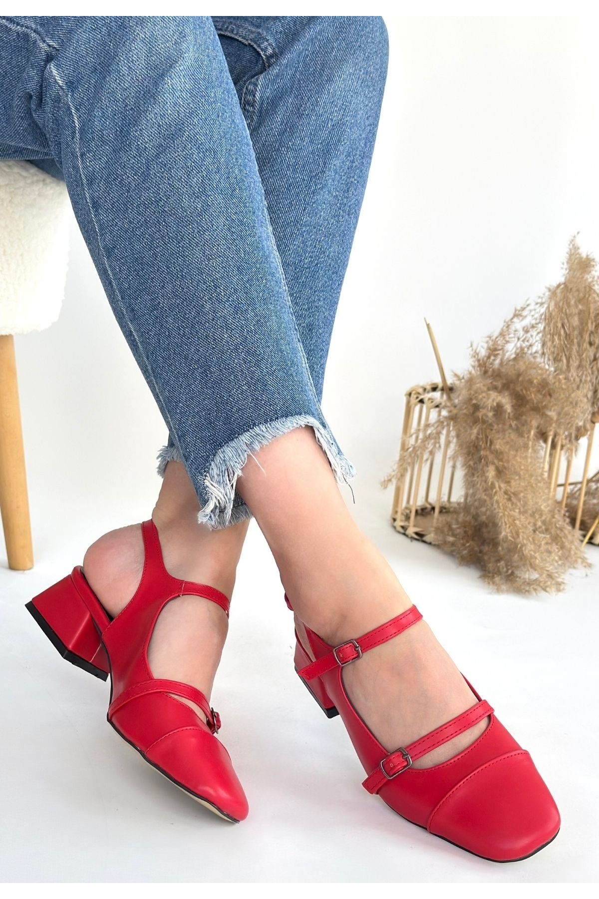 Kırmızı Kadın Topuklu Ayakkabı - Görsel 3