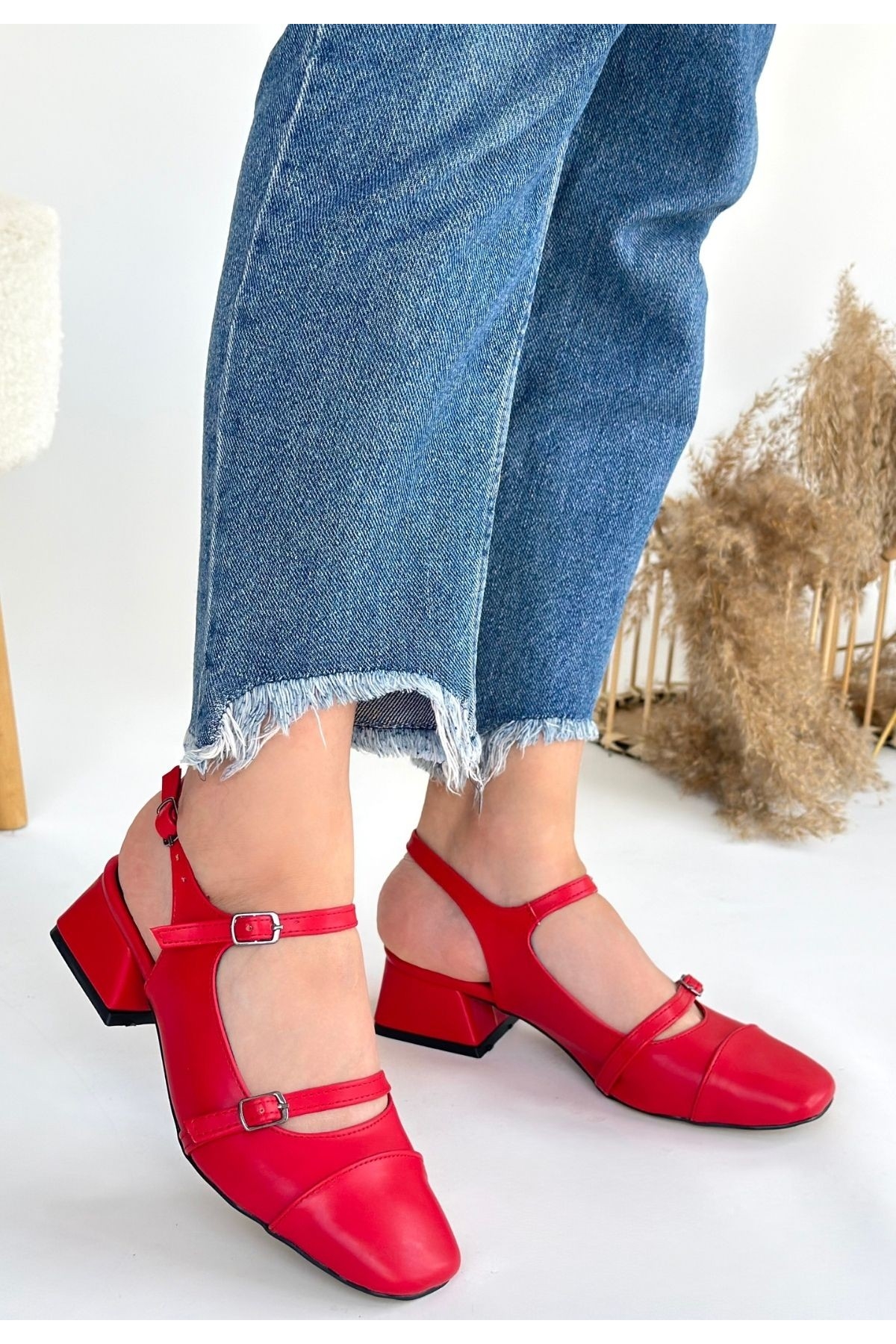 Kırmızı Kadın Topuklu Ayakkabı - Görsel 4