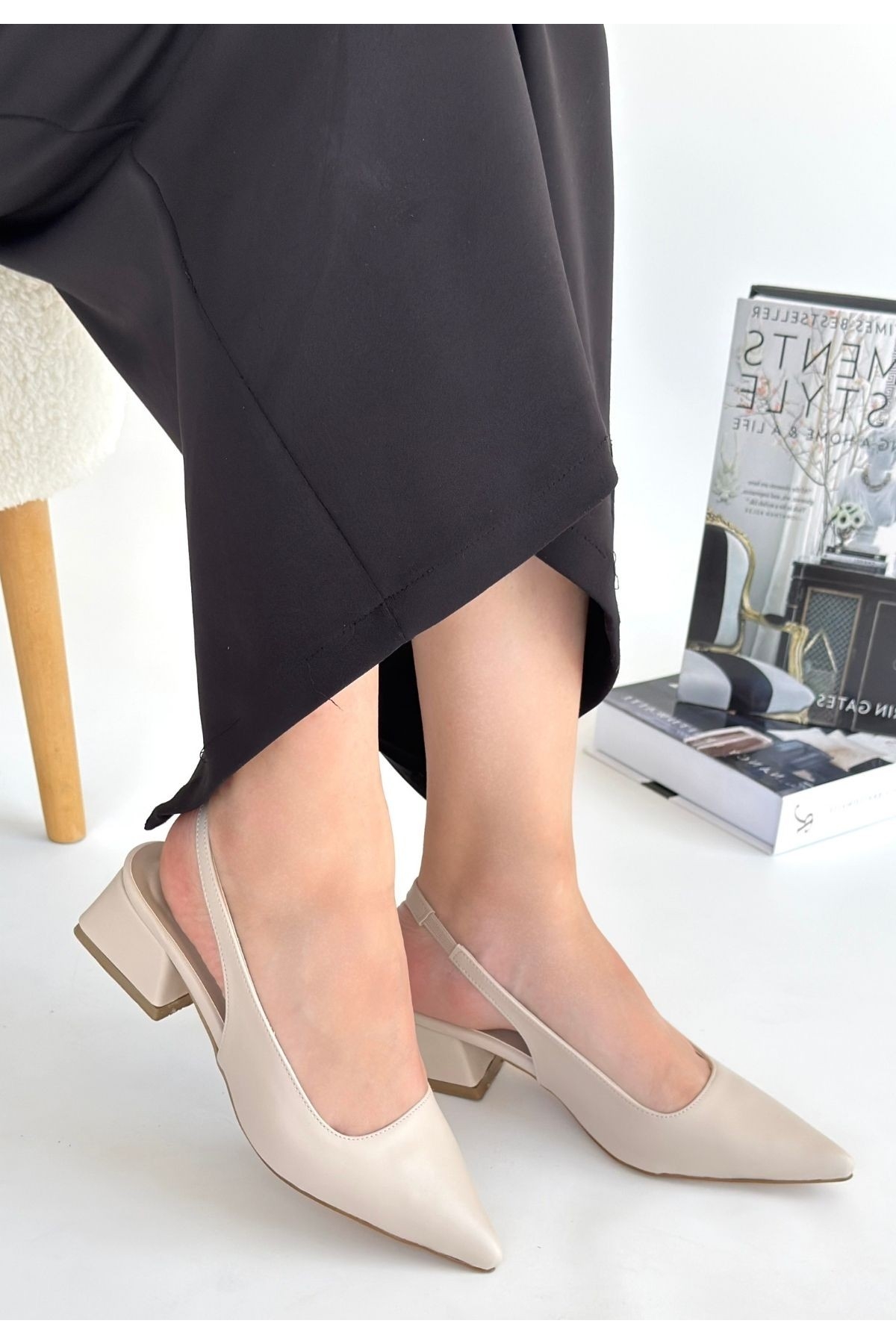 Bej Kadın Topuklu Ayakkabı - Görsel 2