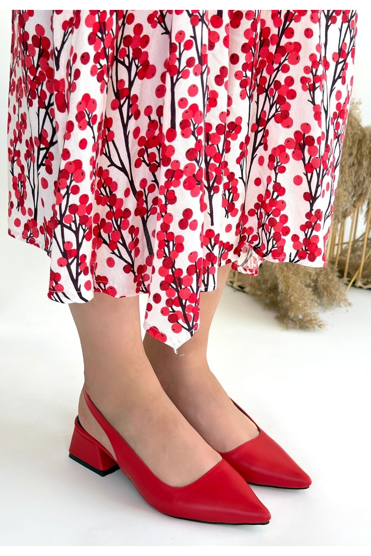 Kırmızı Kadın Topuklu Ayakkabı - Görsel 3