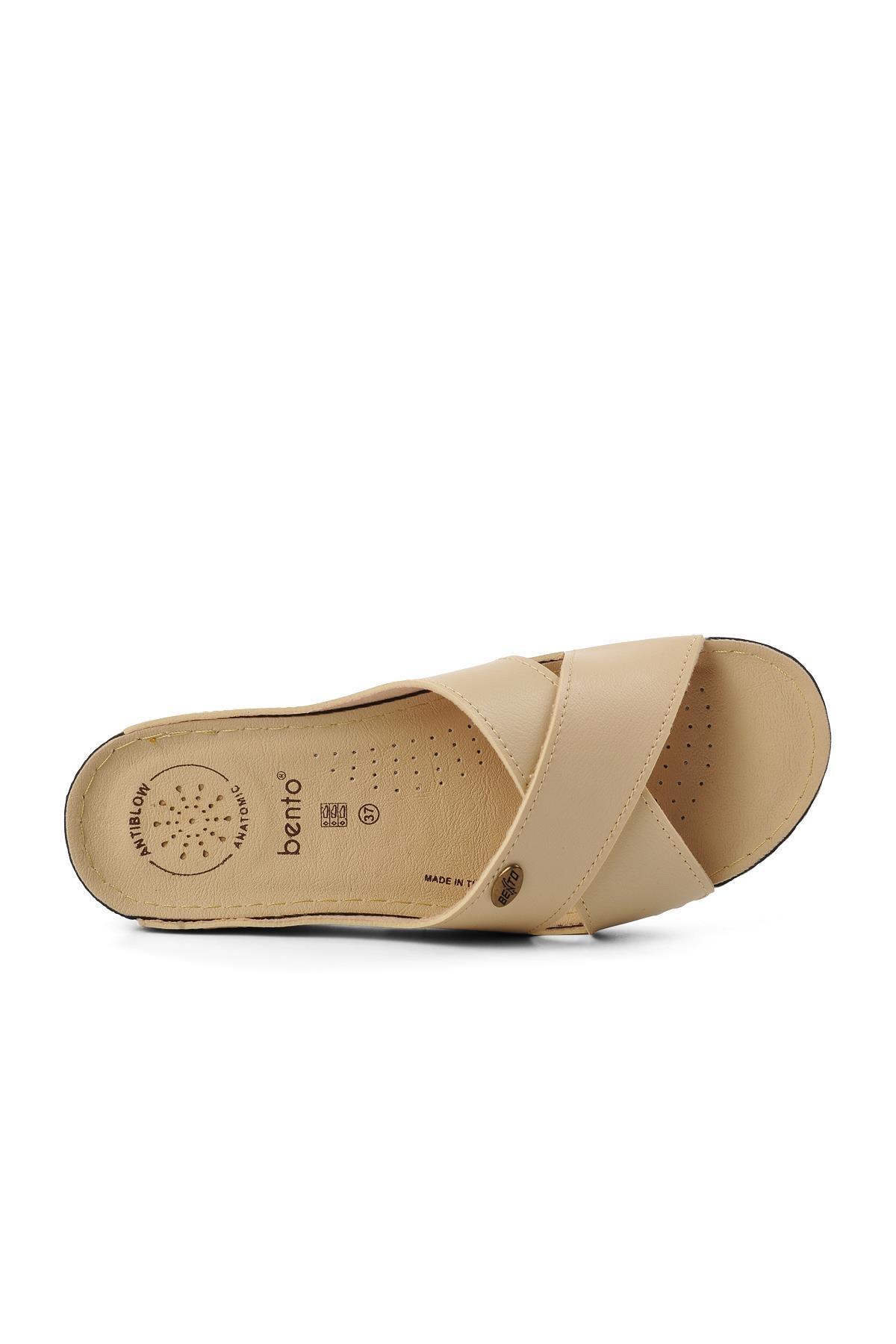 Aspor Bej Anatomik Kadın Düz Terlik - Görsel 6