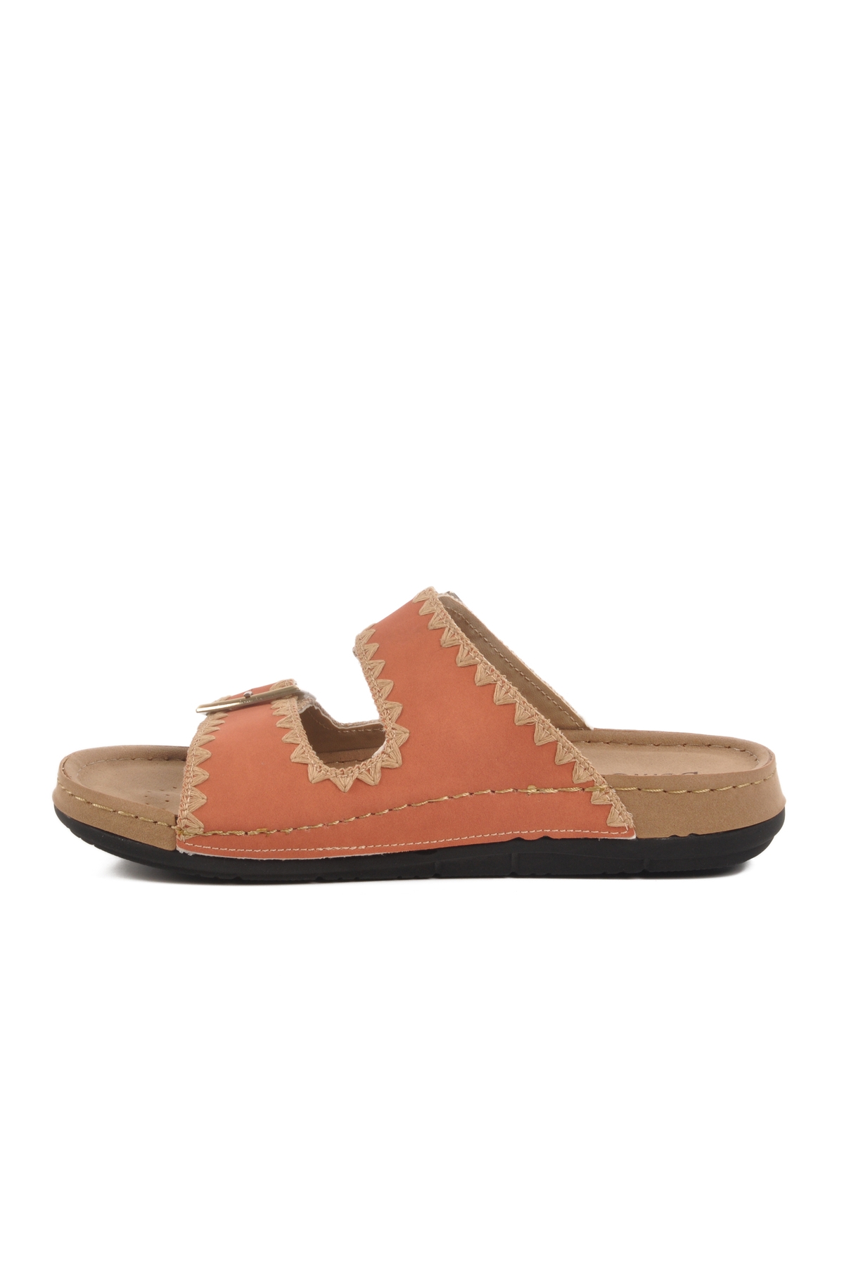 Aspor Kırmızı Anatomik Çift Bantlı Kadın Düz Terlik - Görsel 3