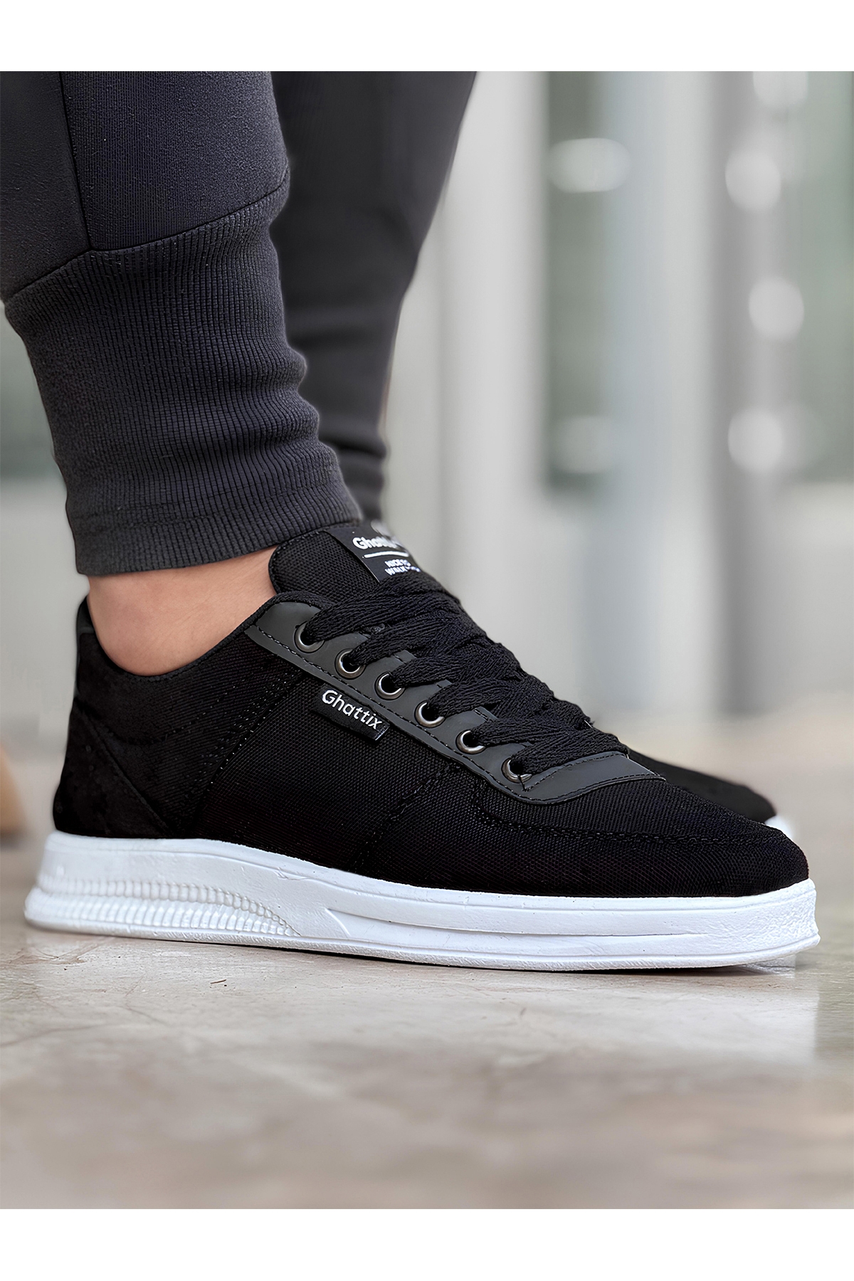 Erkek Keten Günlük Sneaker Ayakkabı Siyah - Görsel 2