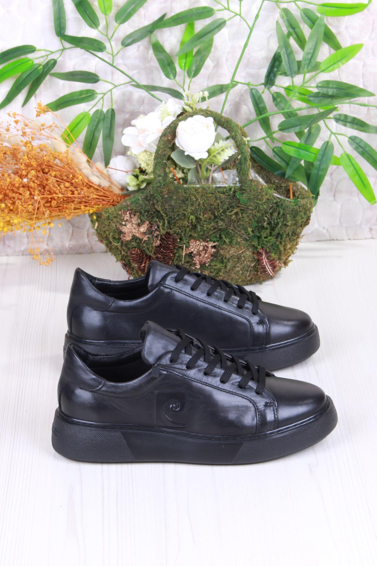 1362002 Siyah Orijinal Ürün İç Ve Dış Hakiki Deri Sneaker Erkek Ayakkabı - Görsel 3