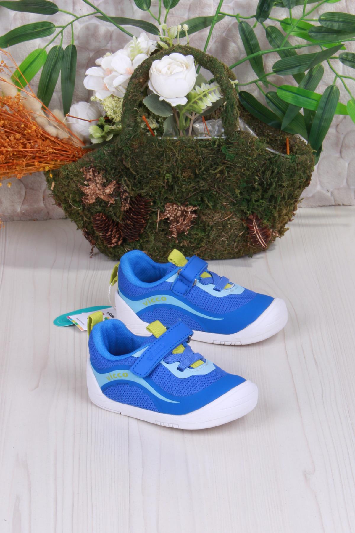 950.E25Y.234 Saks Mavi Burdu Esnek Anatomik İlk Adım Erkek Çocuk Ayakkabı - Görsel 2