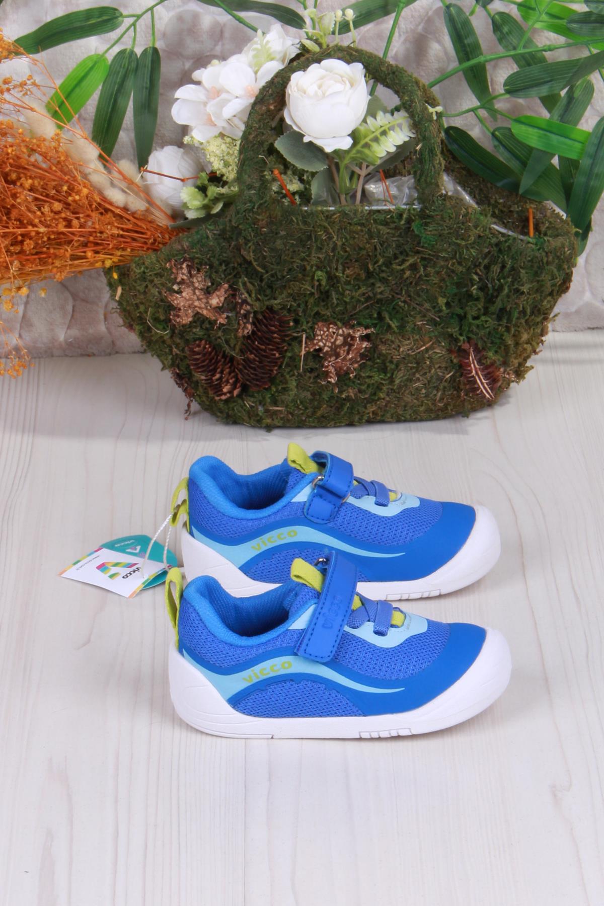 950.E25Y.234 Saks Mavi Burdu Esnek Anatomik İlk Adım Erkek Çocuk Ayakkabı - Görsel 3