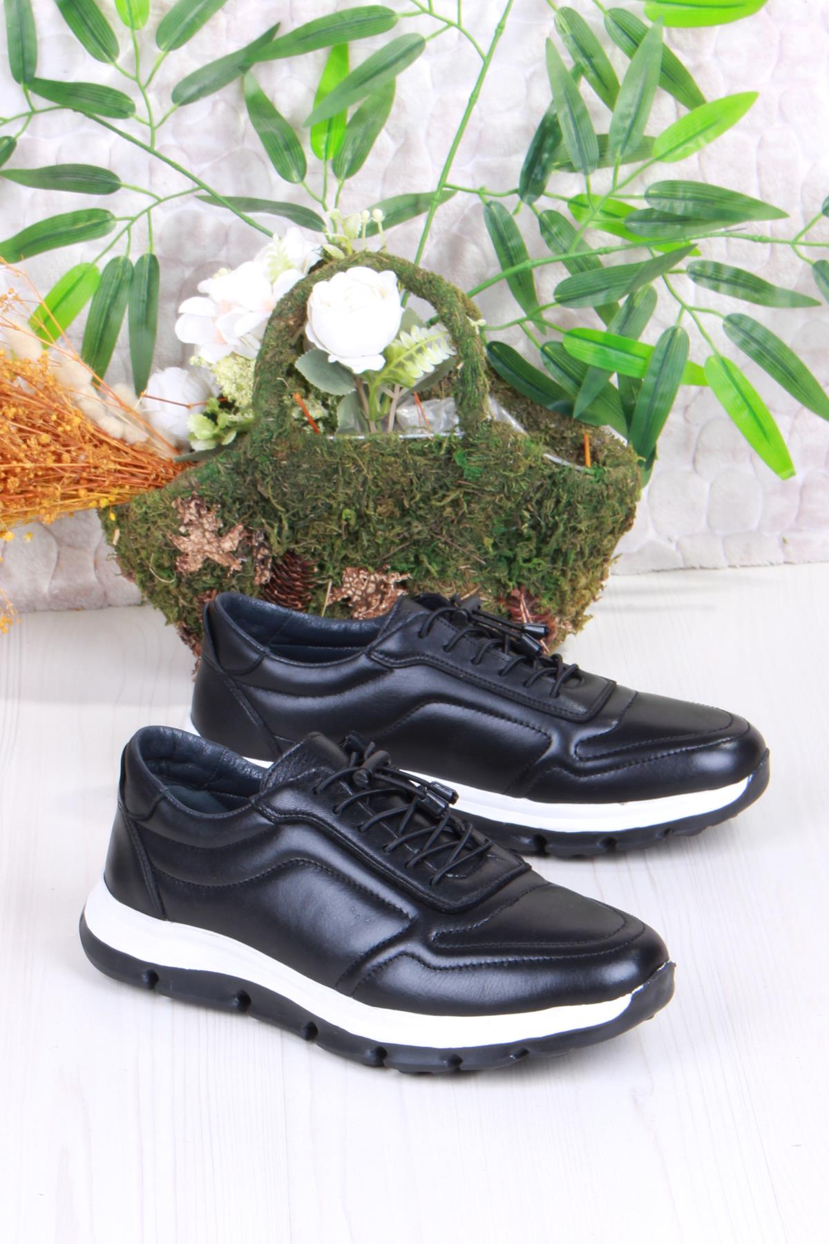 42426 Rahat Hafif Hakiki Deri Lastik Bağcıklı Erkek Ayakkabı - Görsel 2